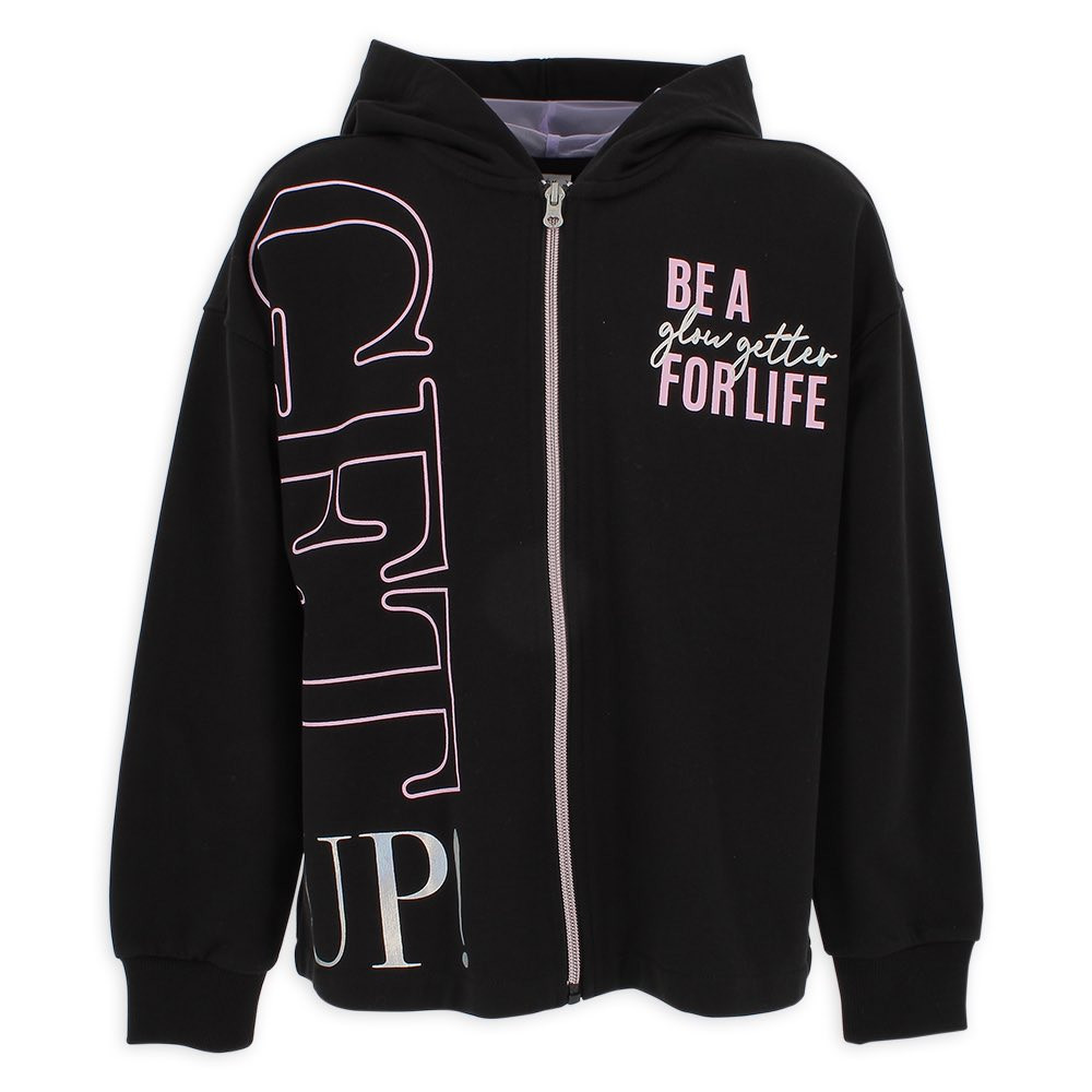 Sudadera abierta de niña, negro