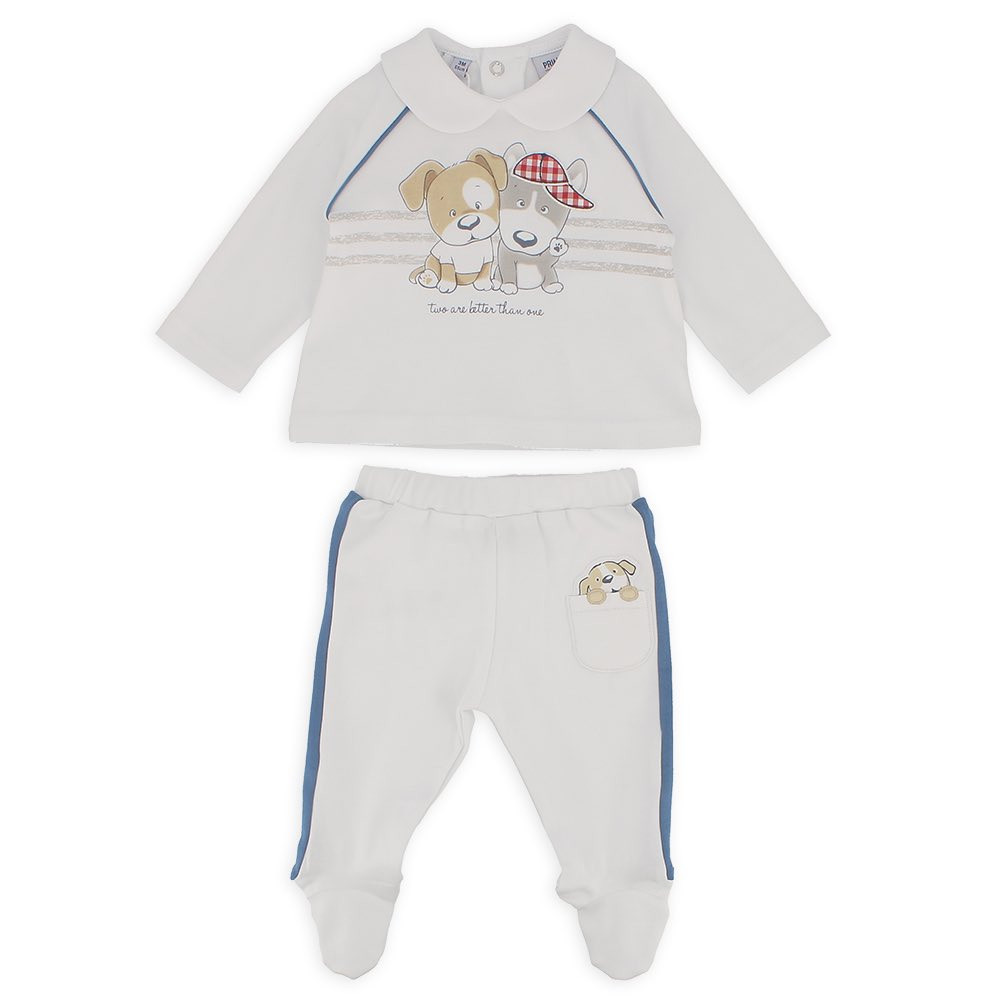 Completo due pezzi da bambino, bianco