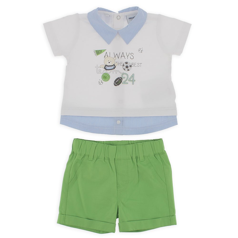 Completo due pezzi da bambino, bianco