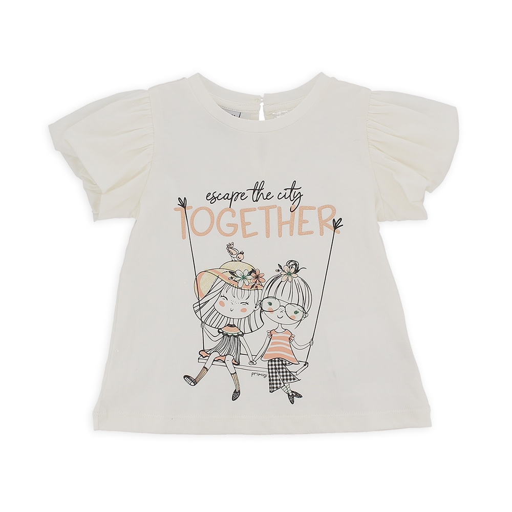 T-shirt in jersey da bambina, bianco