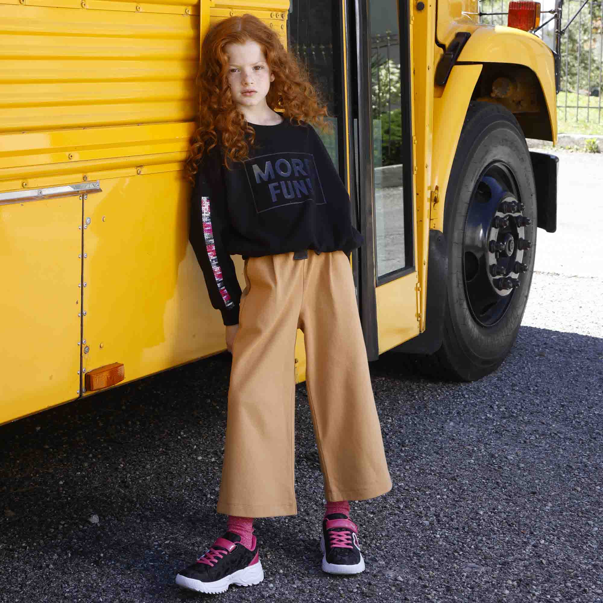 Pantalone in felpa da bambina beige