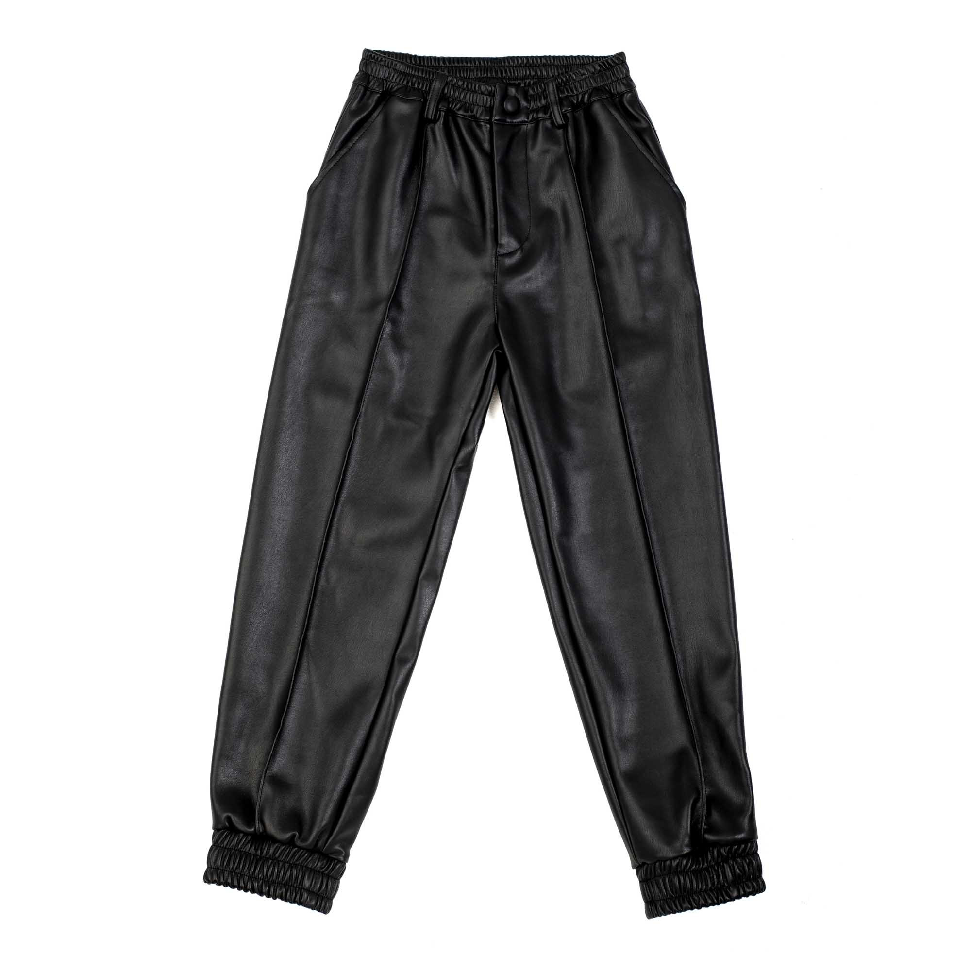 Primigi Pantalone in ecopelle da bambina, nero, Taglia 7