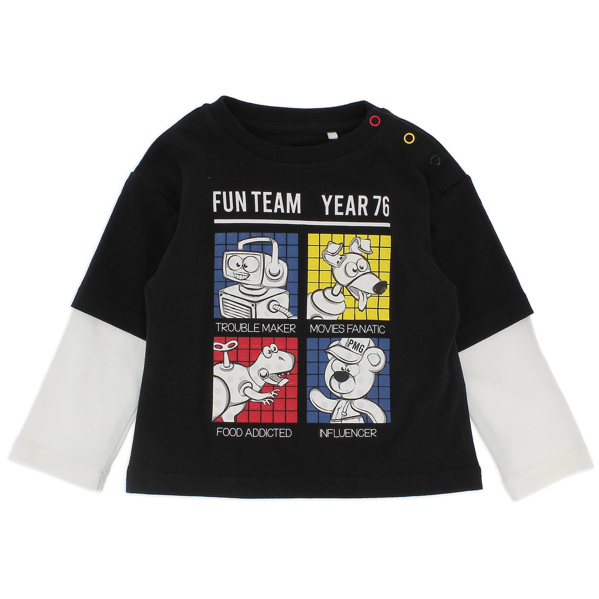 Primigi Maglietta oversize in jersey da bambino, nero, Taglia 12M
