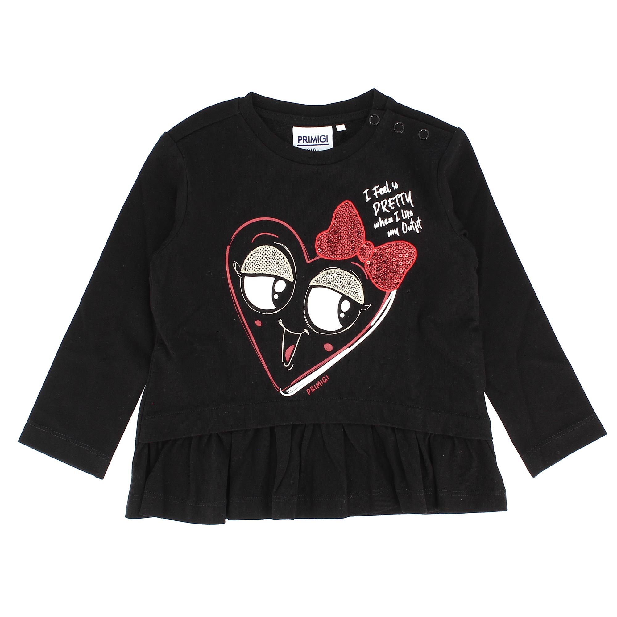 Maglietta nera top bambina manica lunga