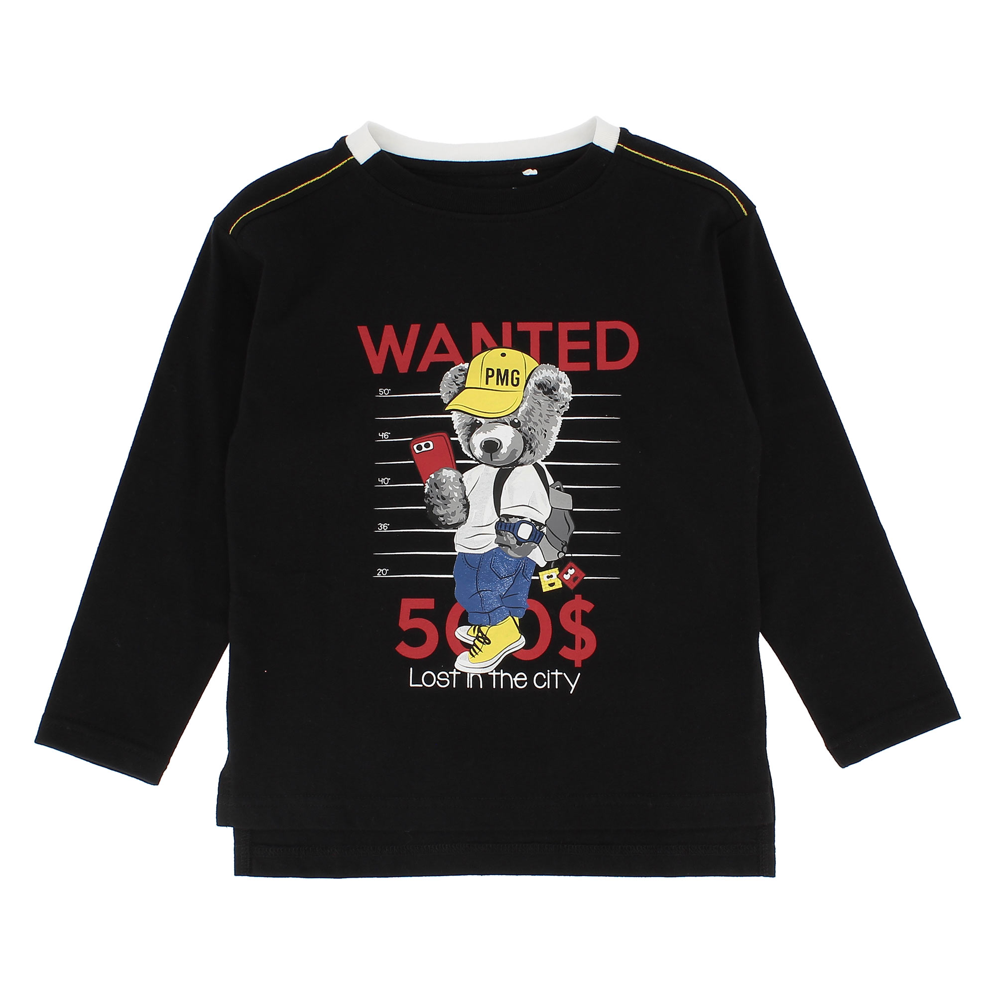 Primigi Maglietta oversize in jersey da bambino, nero, Taglia 4