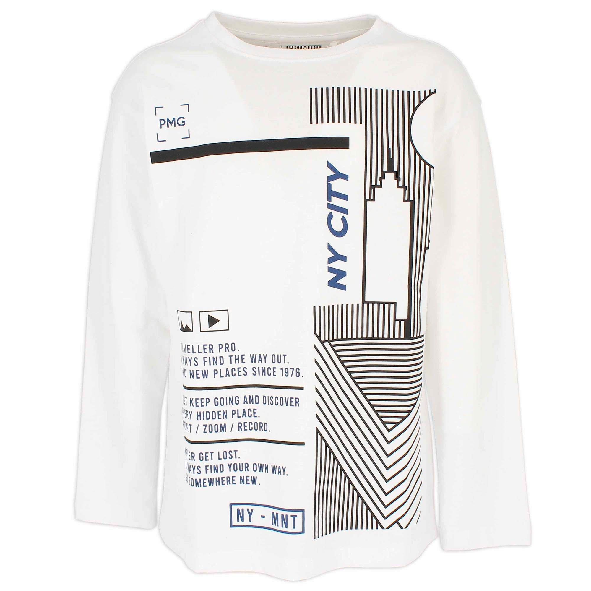 Primigi Maglietta oversize in jersey da bambino, bianco, Taglia 7