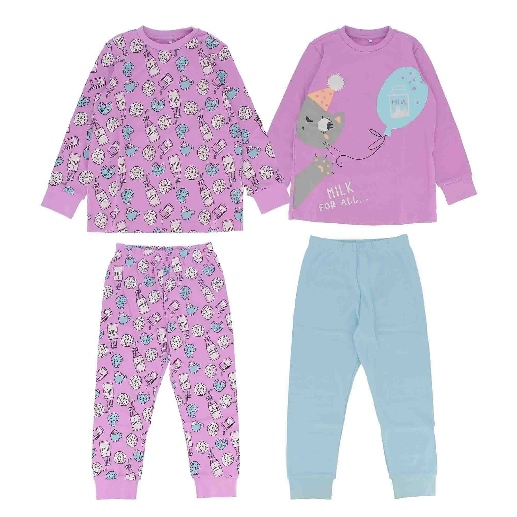 Primigi Confezione due pigiami in interlock da bambina, viola, Taglia 14