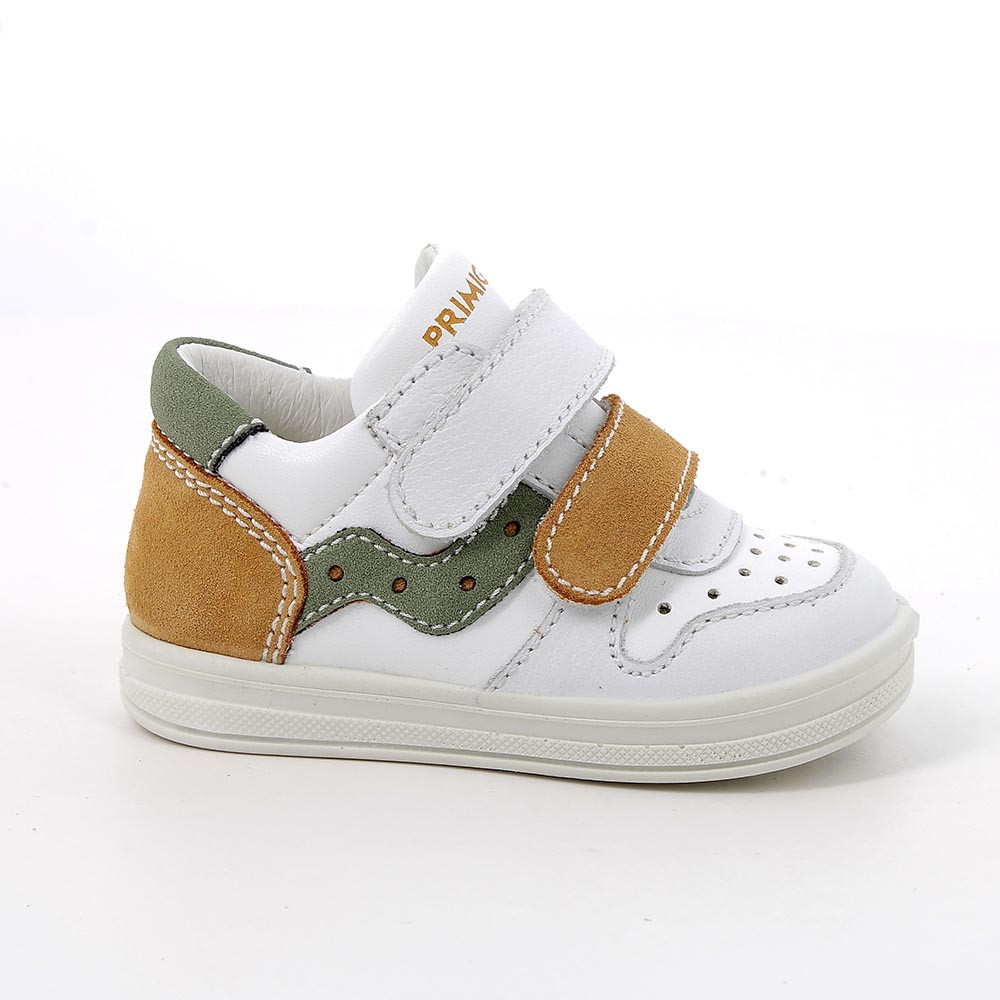 Scarpina Scarpe Primi Passi Scarpe Primigi Bianche Scarpa In Pelle Da Bambino Bianco-senape-verde