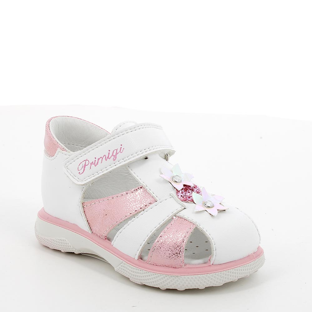 Sandalo da bambina bianco-rosa