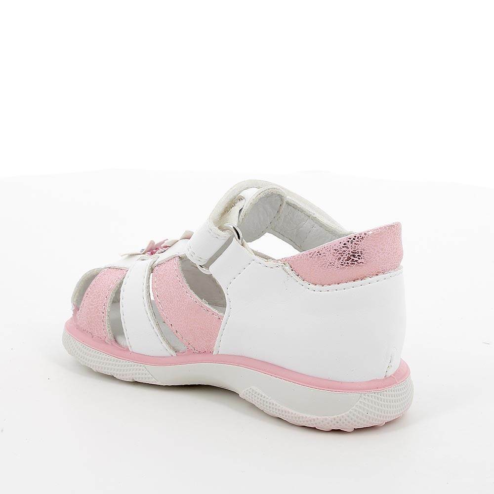 Sandalo da bambina bianco-rosa