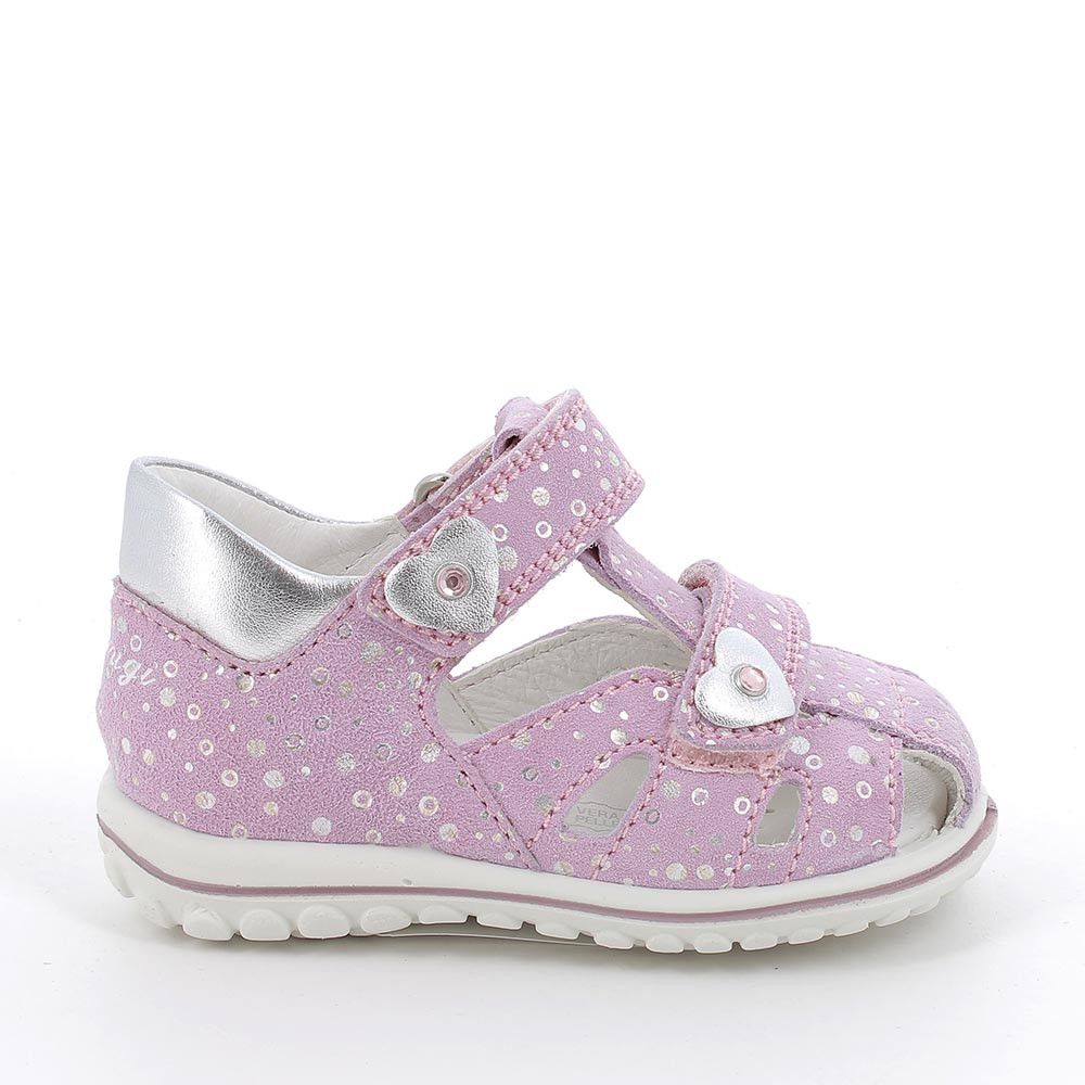 SANDALE AUS LEDER FUER MAEDCHEN  ORCHIDEE-SILBER