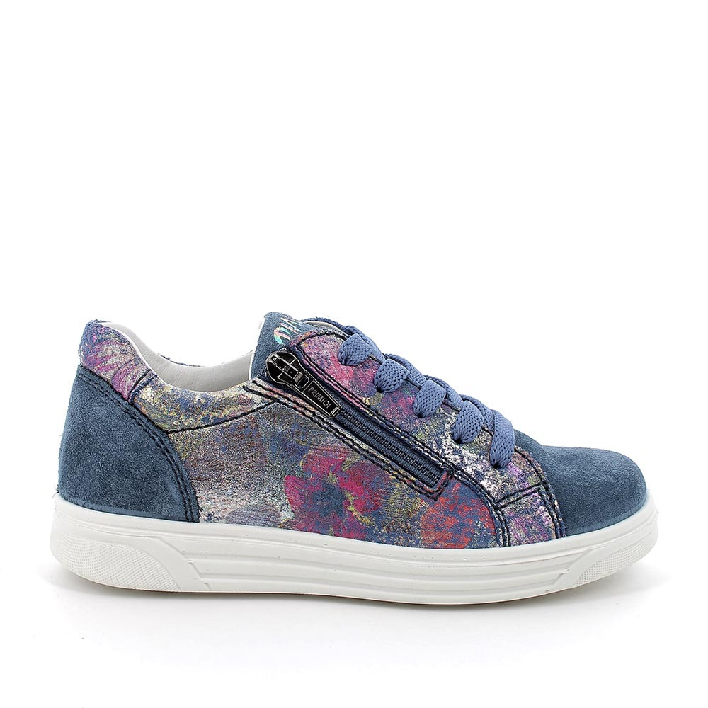 Sneaker in pelle da bambina azzurro-avio multicolor