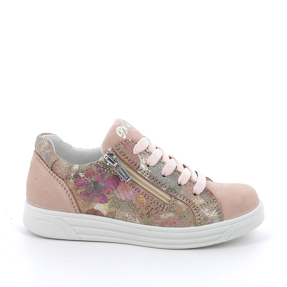 Sneaker in pelle da bambina skin-tortora multicolor