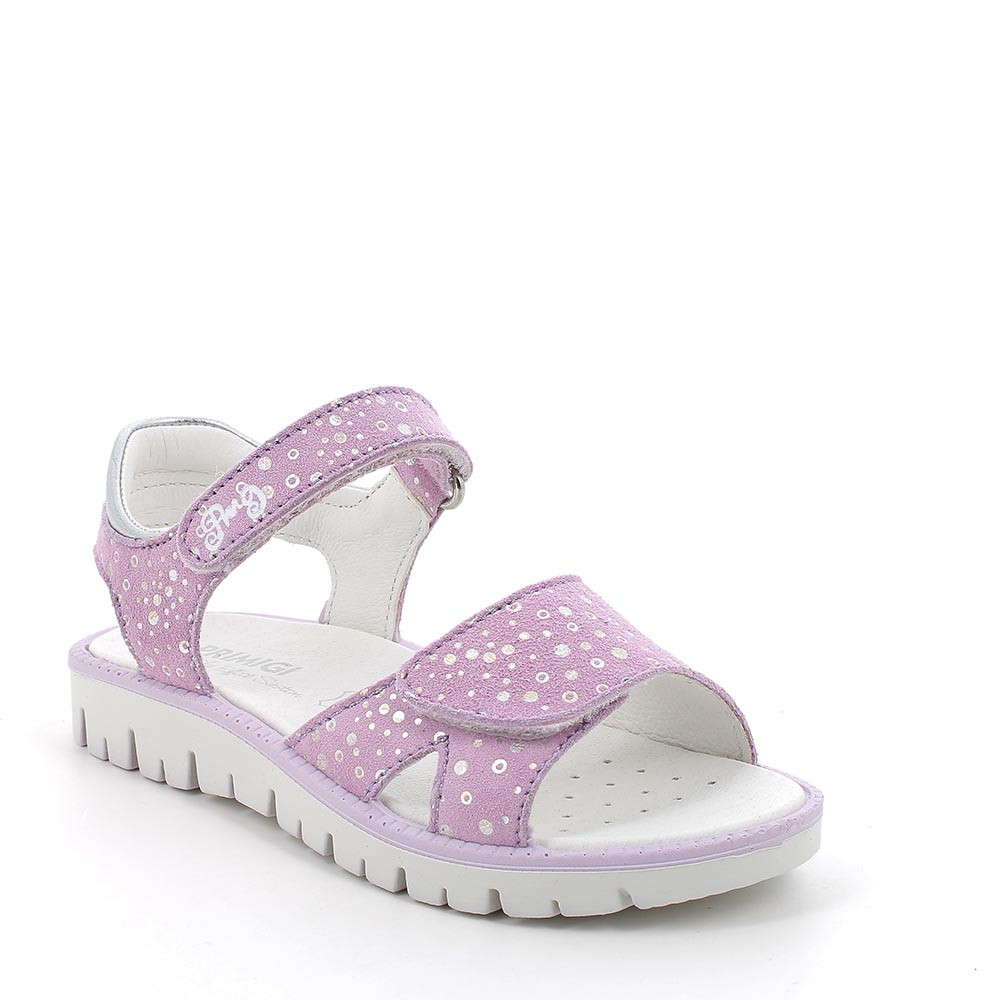 Sandal in leather for girl   orchid-silver