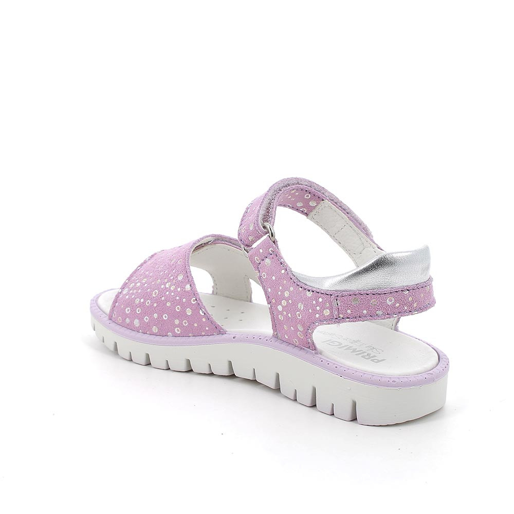 Sandal in leather for girl   orchid-silver