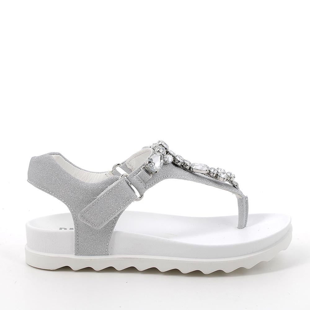 Sandalo con infradito da bambina argento
