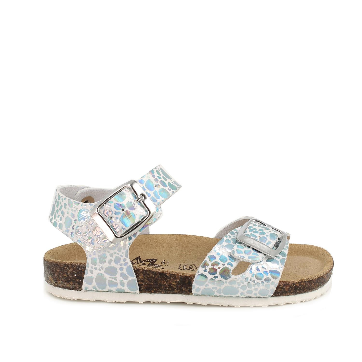 Iridescent cheap buckle sandals
