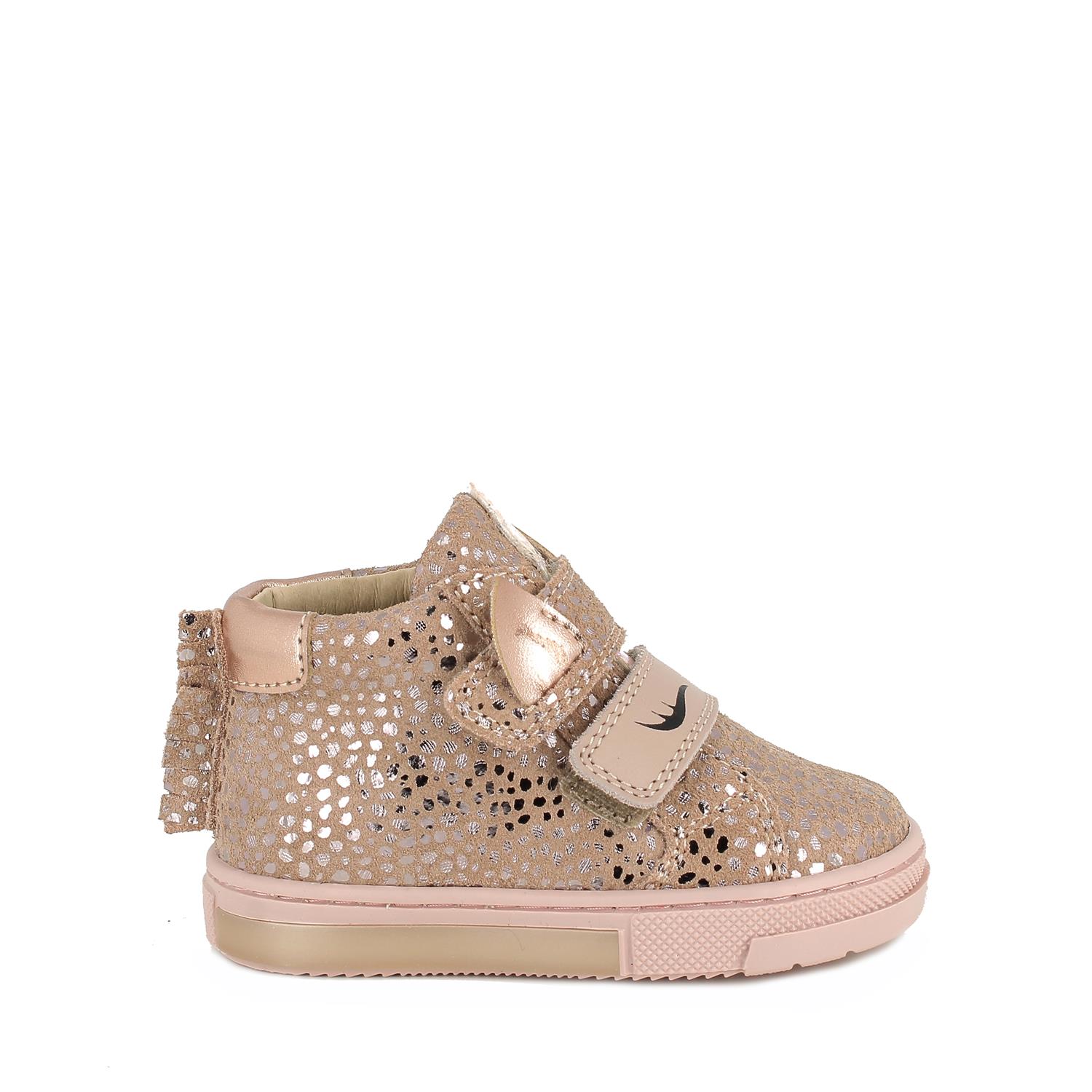 Pink Ugg Primi Passi Scarpe In Pelle Da Bambina Rosa Antico Laminato