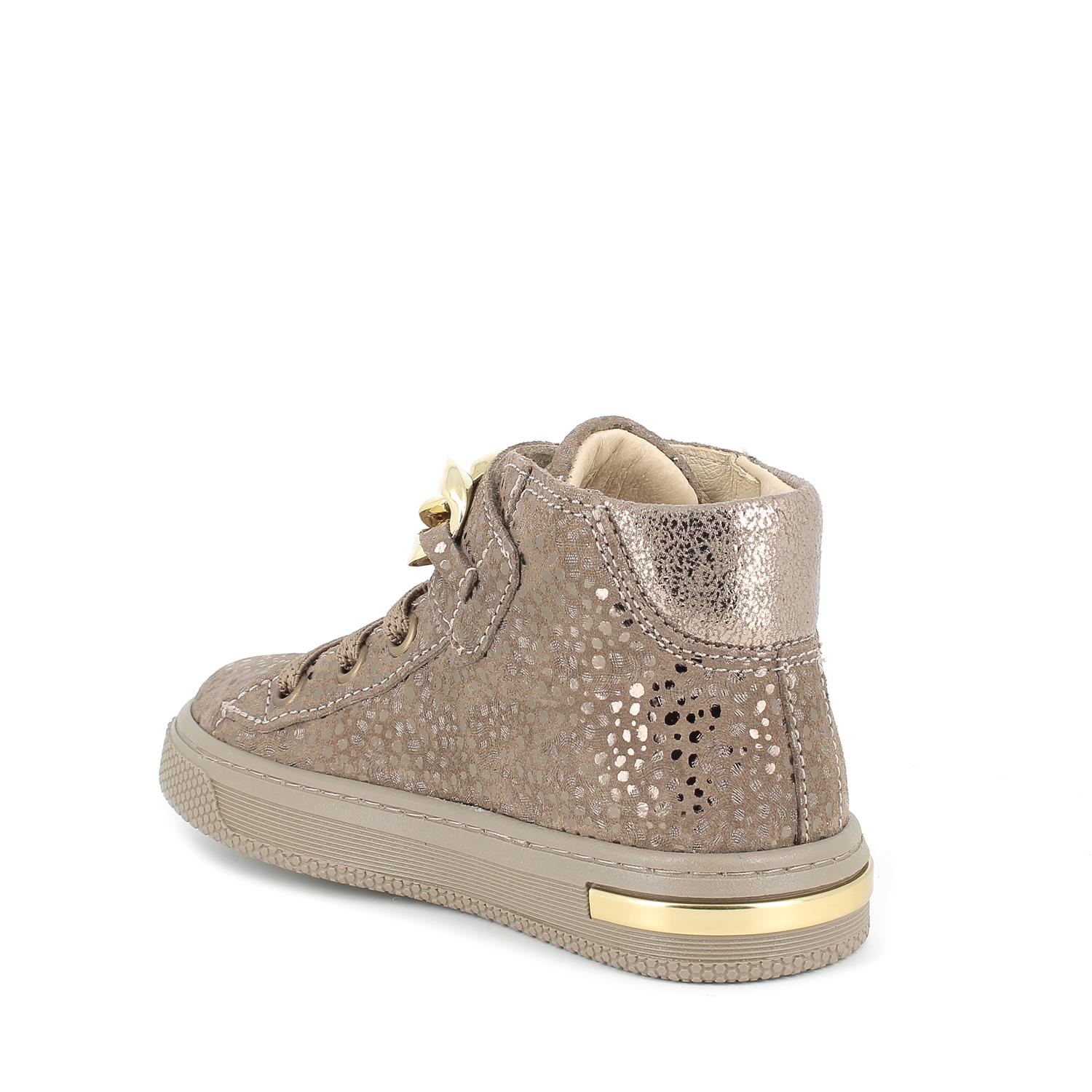 Sneakers in pelle da bambina fango laminato