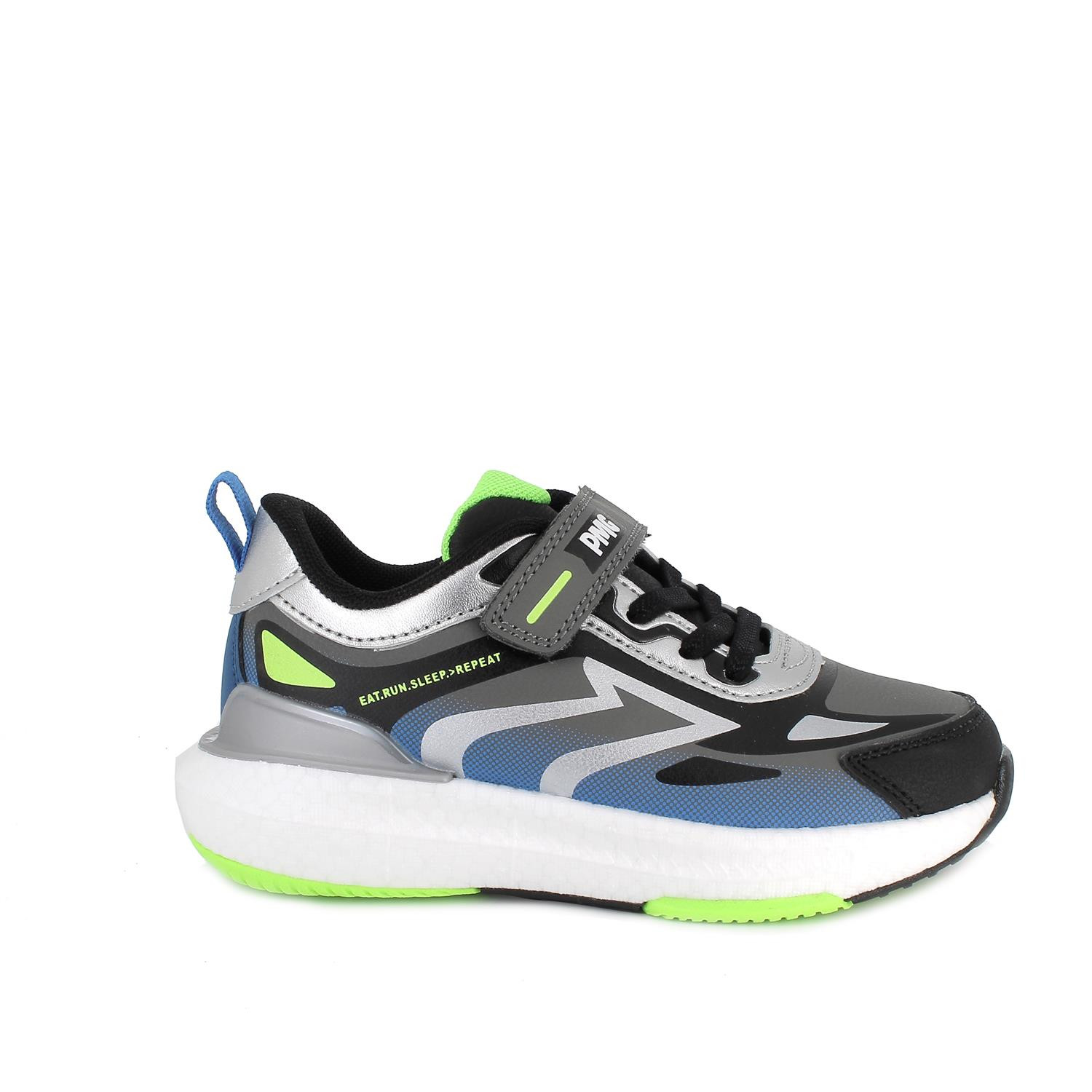 Sneakers da bambino grigio verde fluo