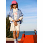 Cazadora de nylon con capucha de niña, azul Cazadora de nylon con capucha de niña, azul