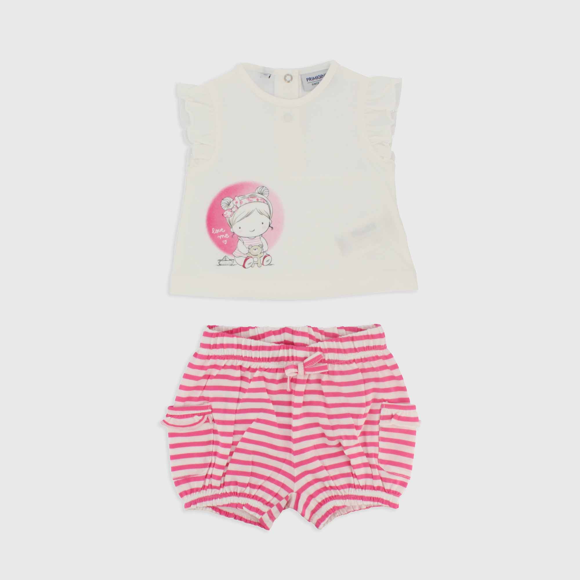 Completo due pezzi da Neonata, BIANCO