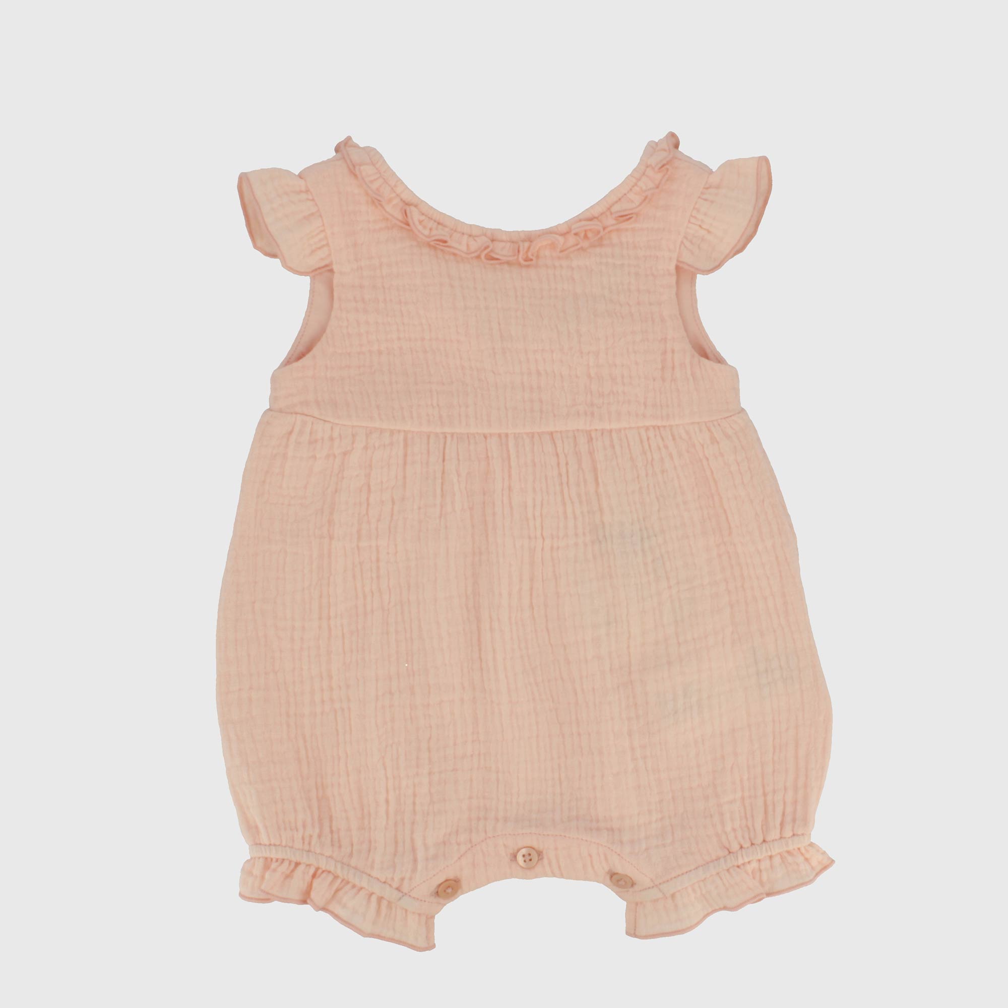 ANZUG AUS BAUMWOLLGAZE FUER NEUGEBORENE , ROSA
