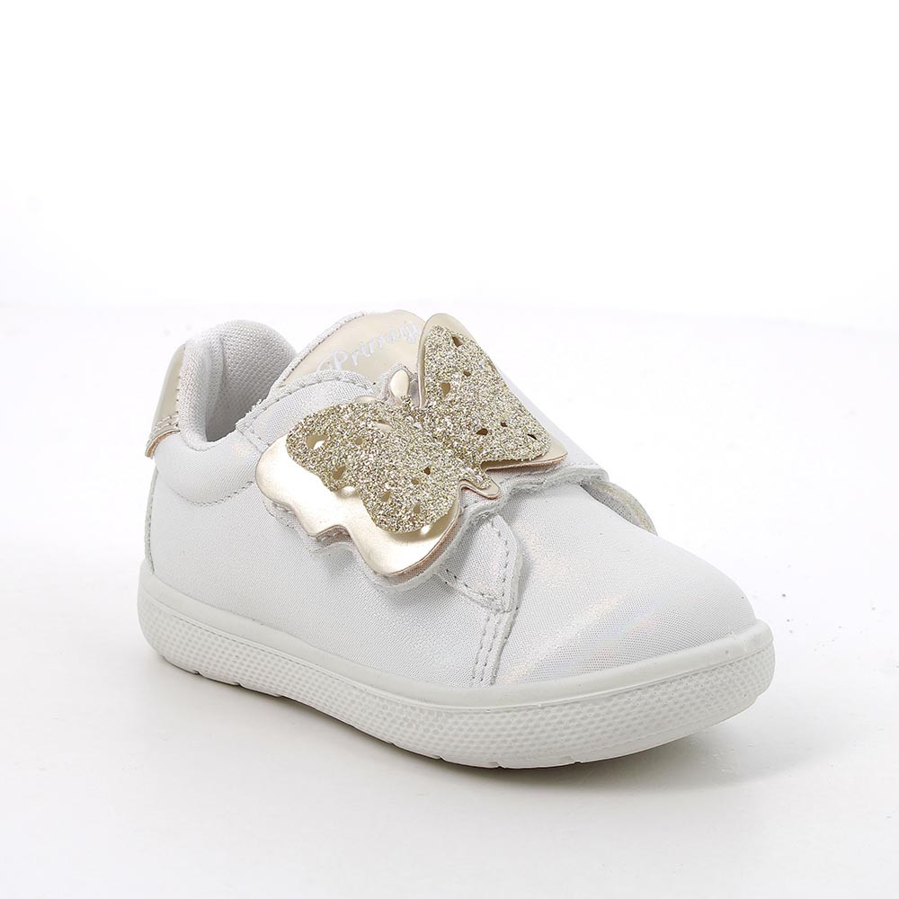 zapatos de niña, blanco iridiscente