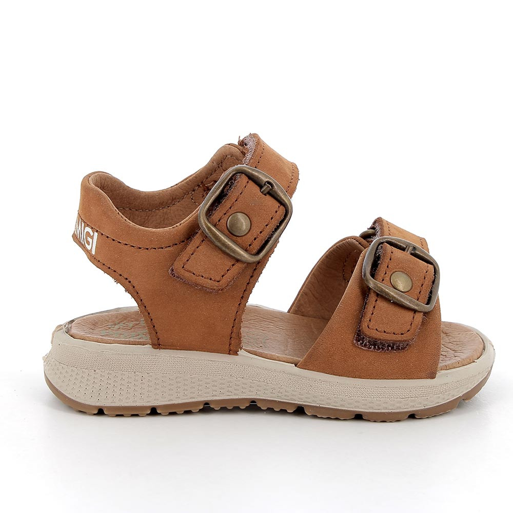 SANDALE AUS LEDER   JUNGEN   HELLBRAUN