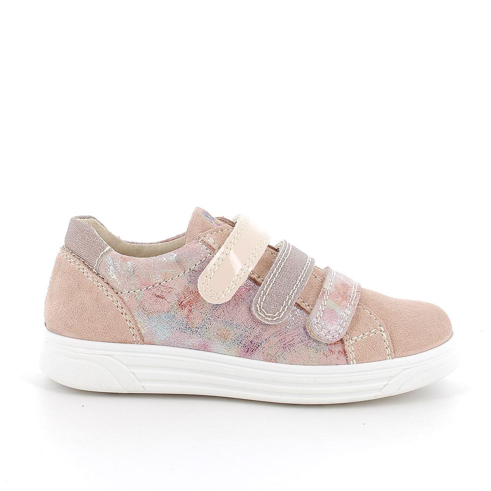 Sneakers in pelle da bambina skin-rosa multicolor