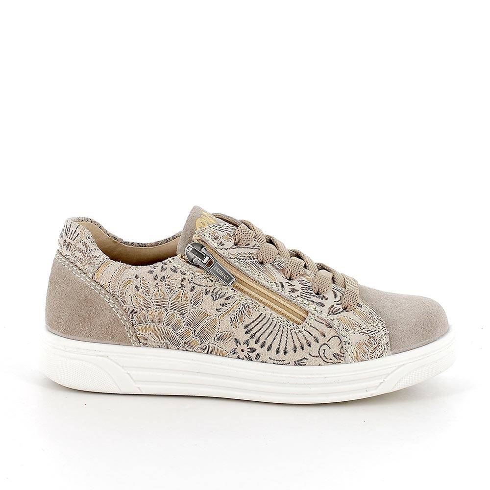 Sneakers in pelle da bambina latte-visone
