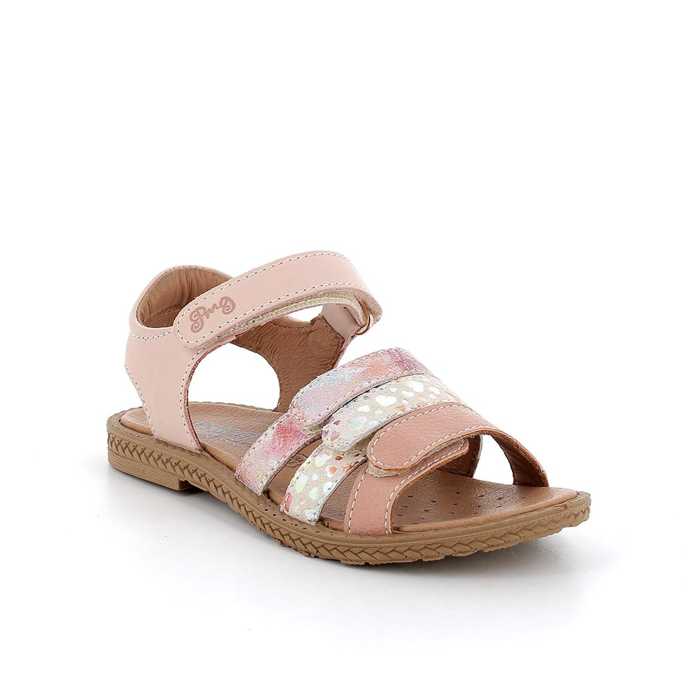 Sandali in pelle da bambina rosa multicolor - Main Image