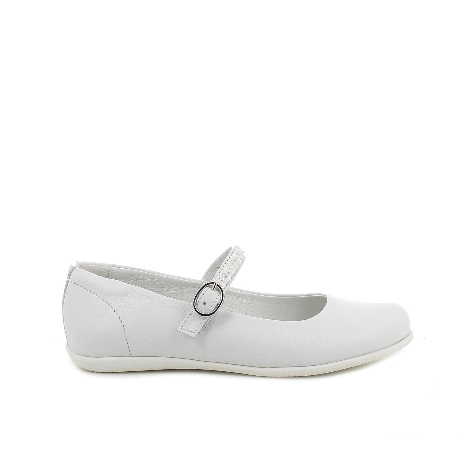 ballerine en cuir fille blanc