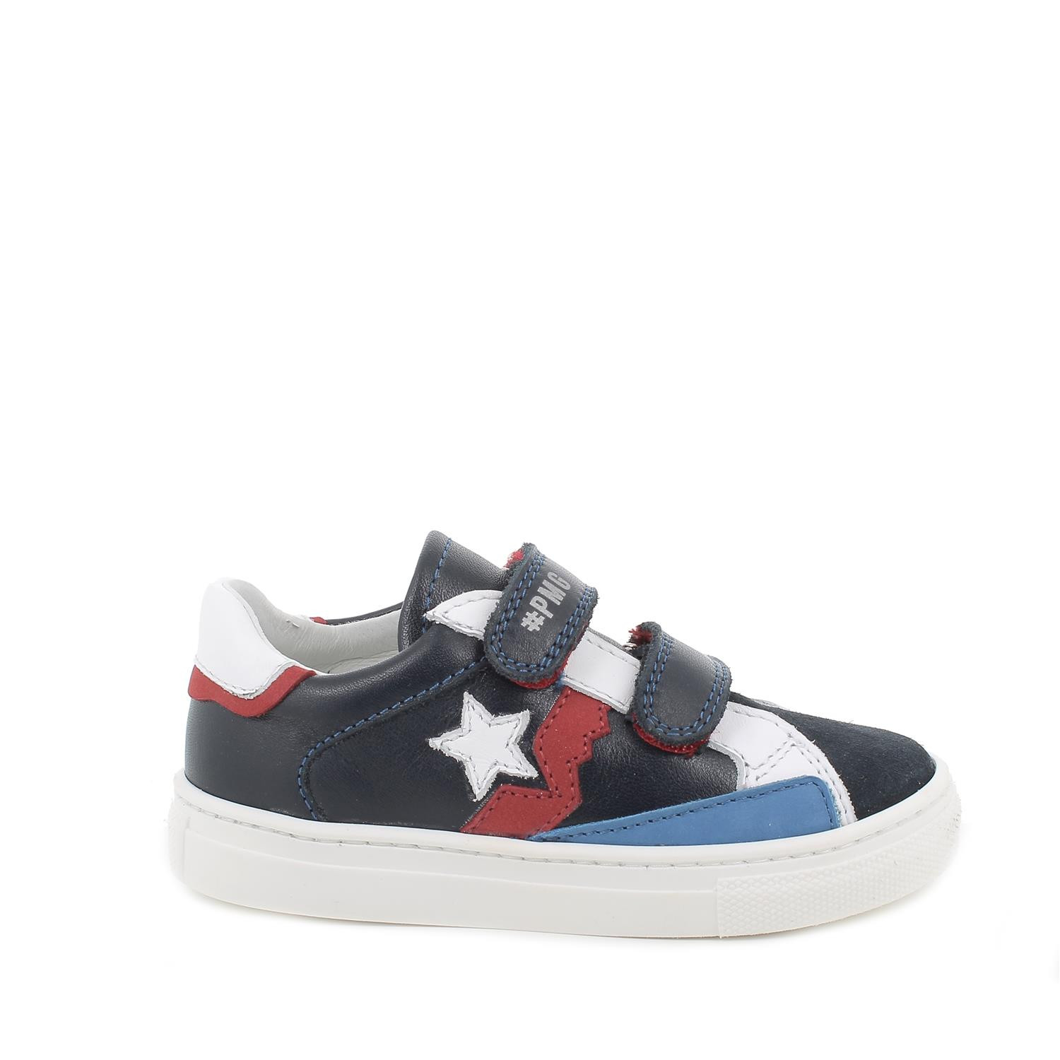 SNEAKERS   IN LEDER   JUNGEN   NAVY-WEISS