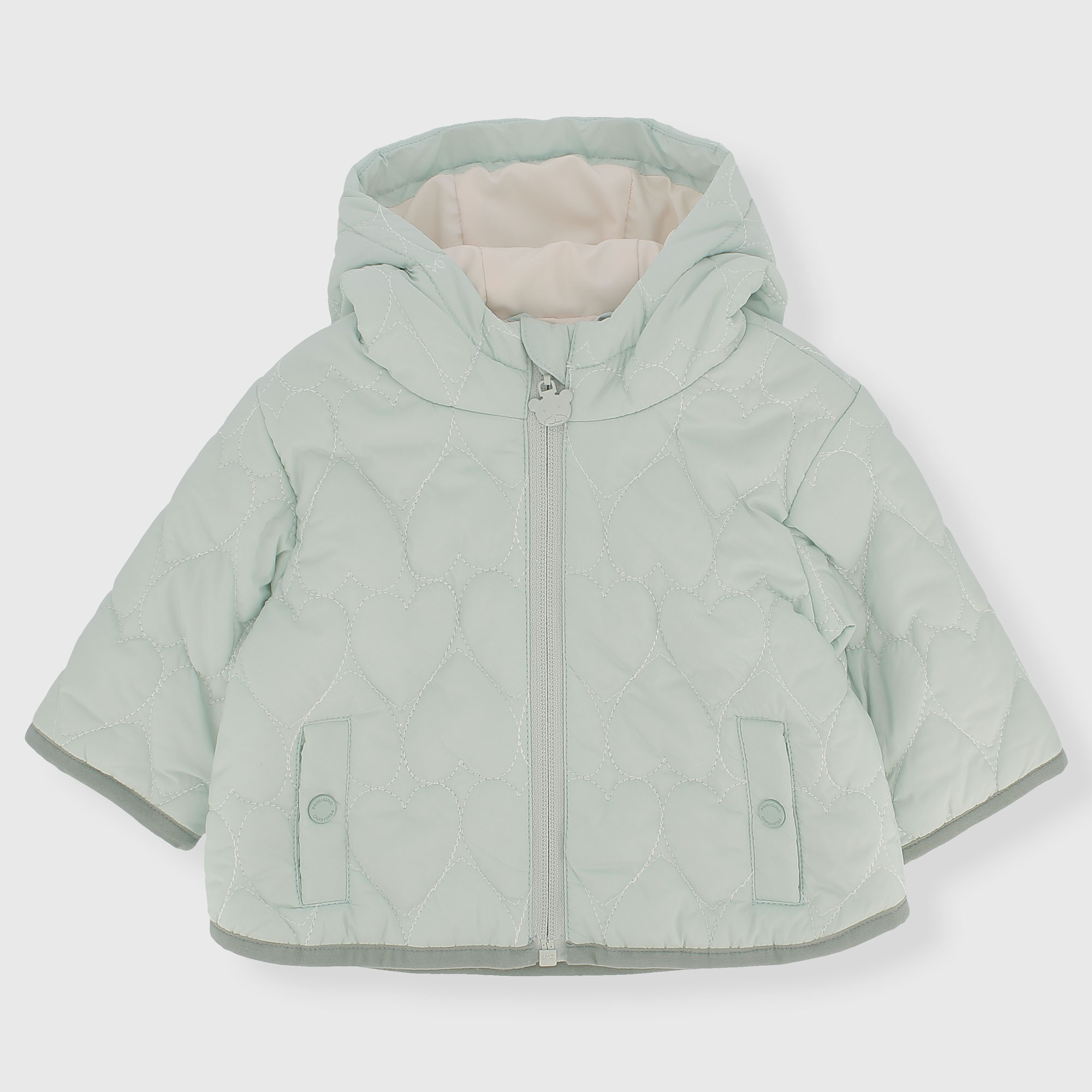 Giubbino 100gr con cappuccio da neonata, VERDE