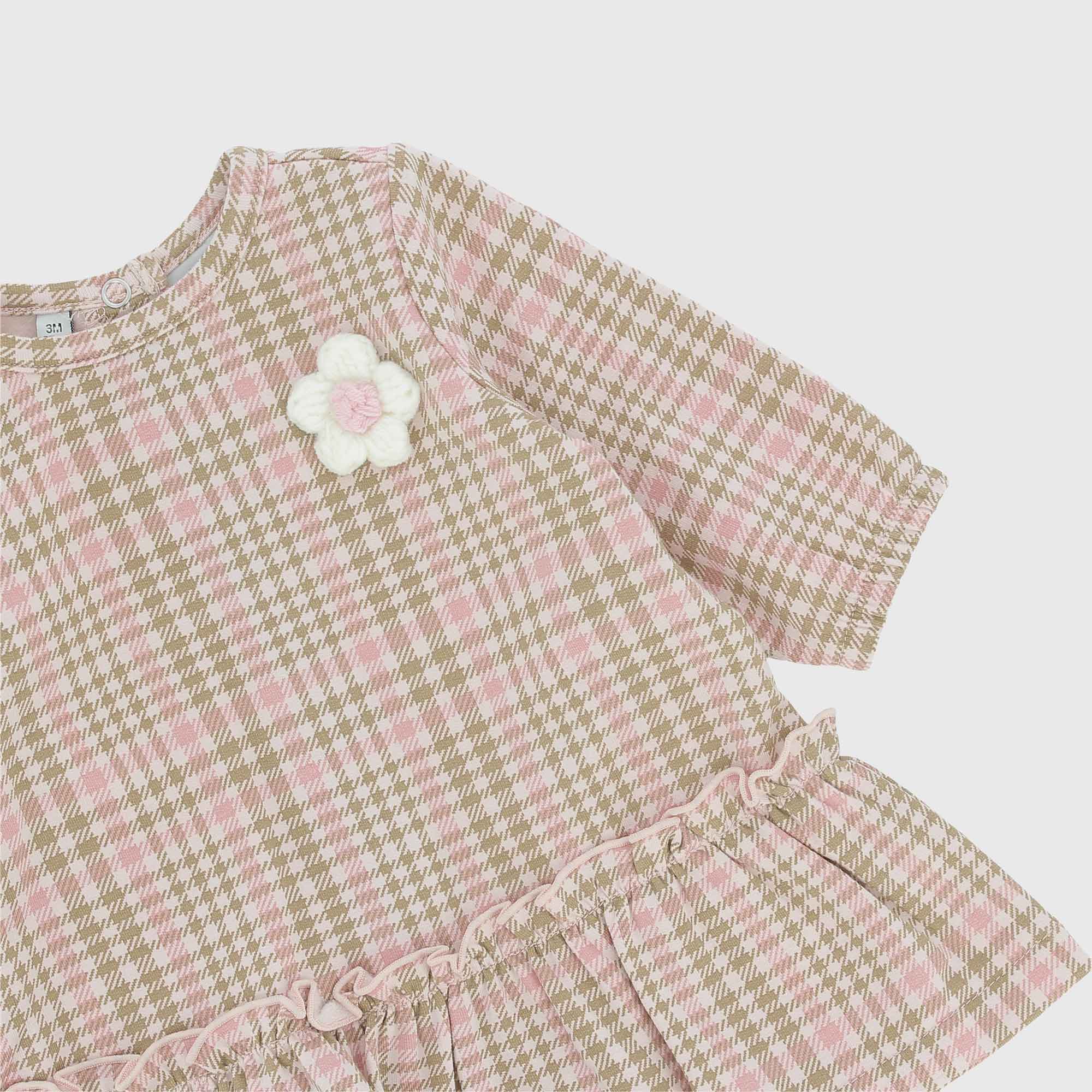 Vestito in felpa da neonata, ROSA - Main Image