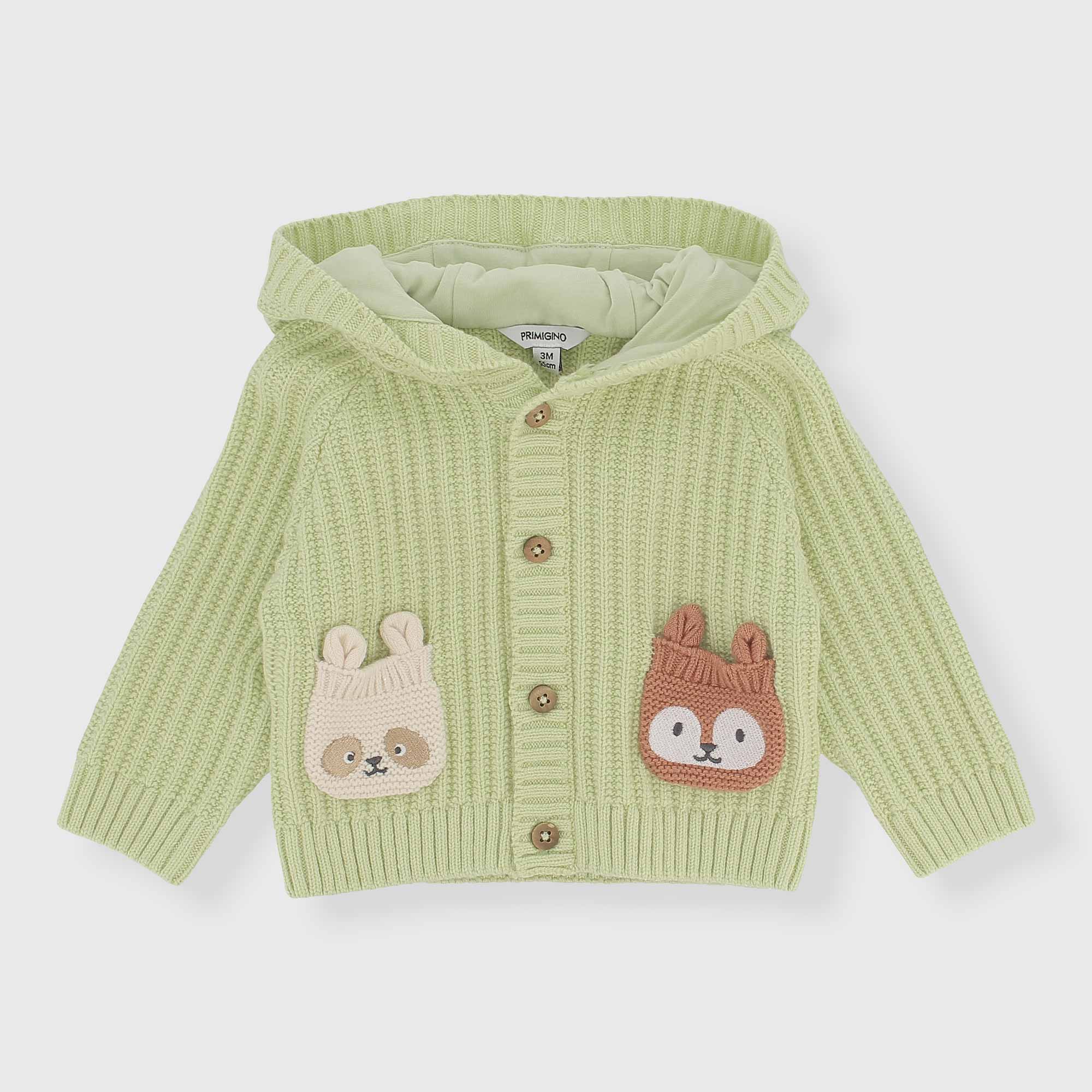 Cardigan in maglia da neonato, VERDE