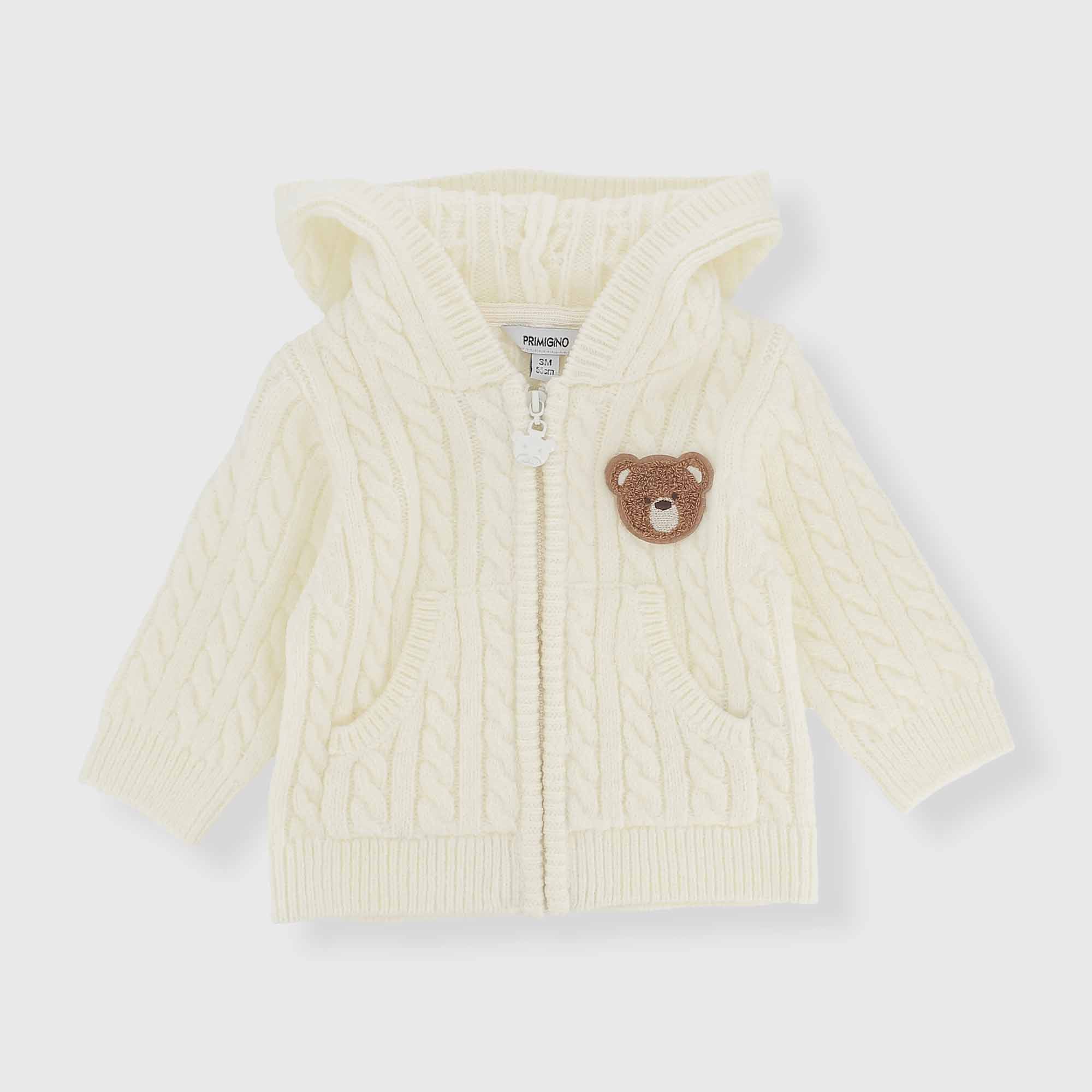 Cardigan in maglia da neonato, BIANCO