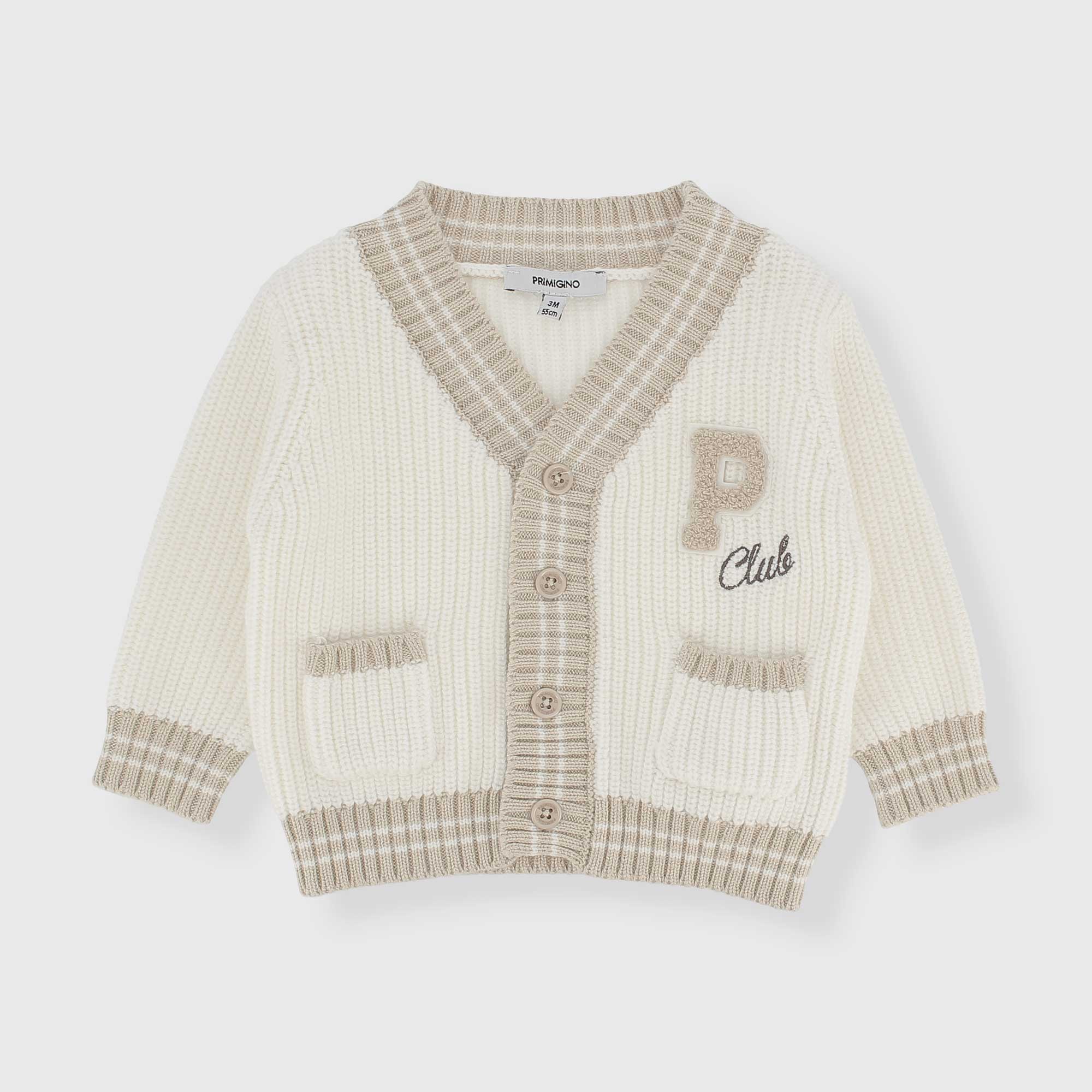 Cardigan in maglia da neonato, BIANCO