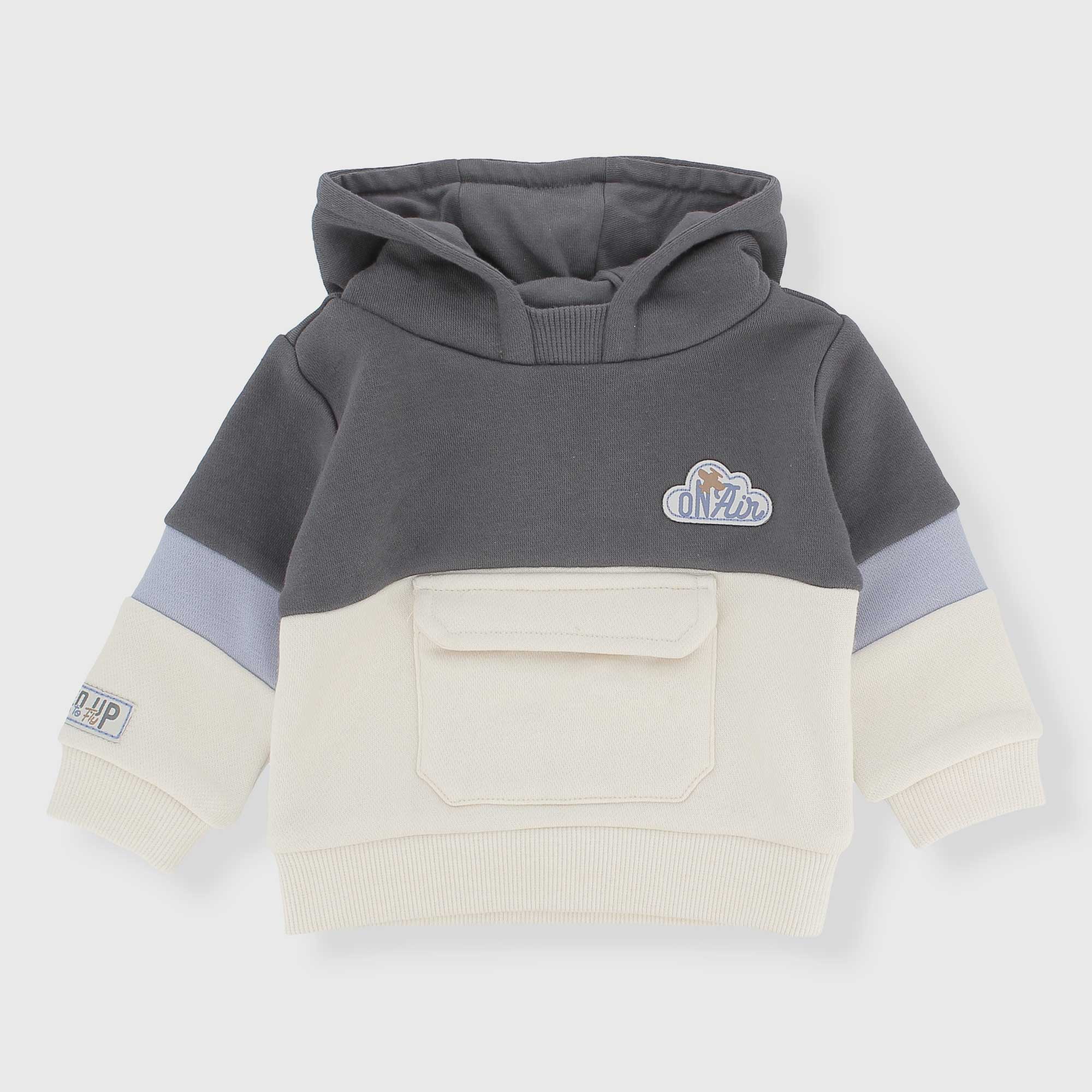 Felpa con cappuccio da neonato, GRIGIO