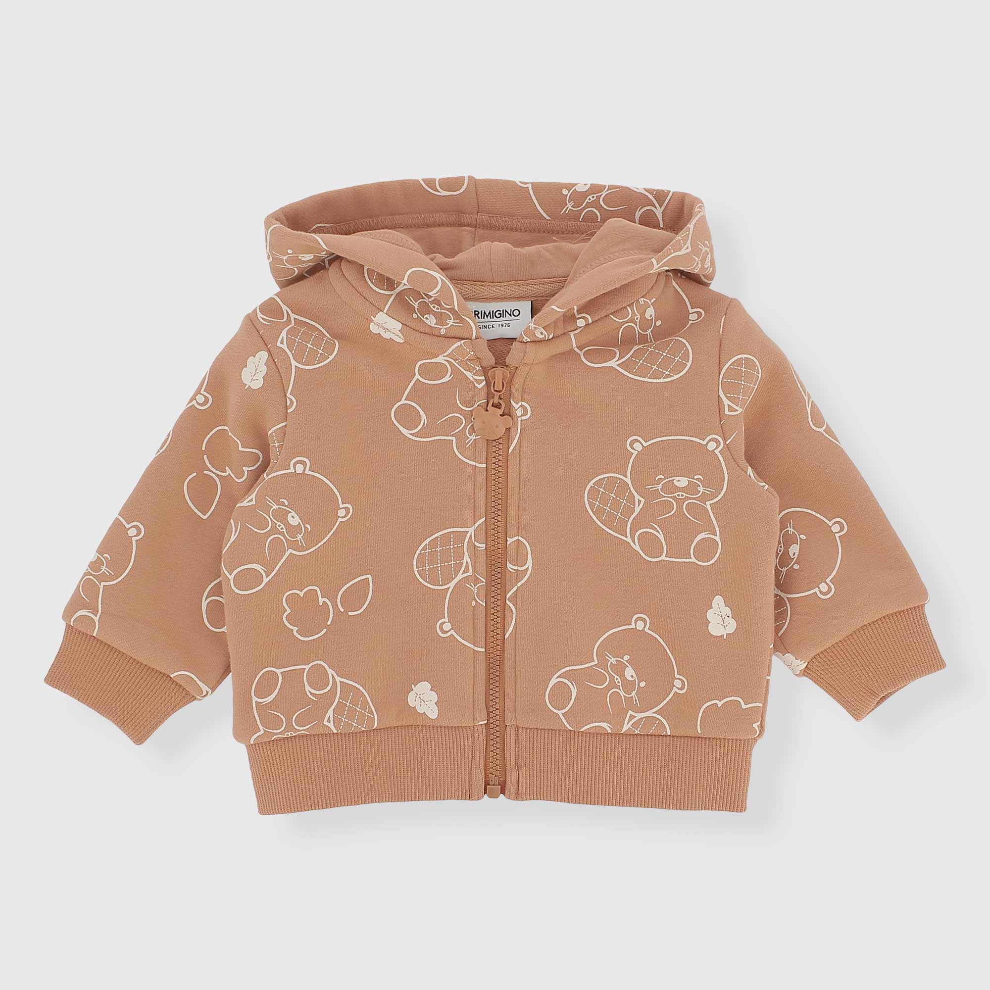 Felpa con cappuccio da neonato, BEIGE