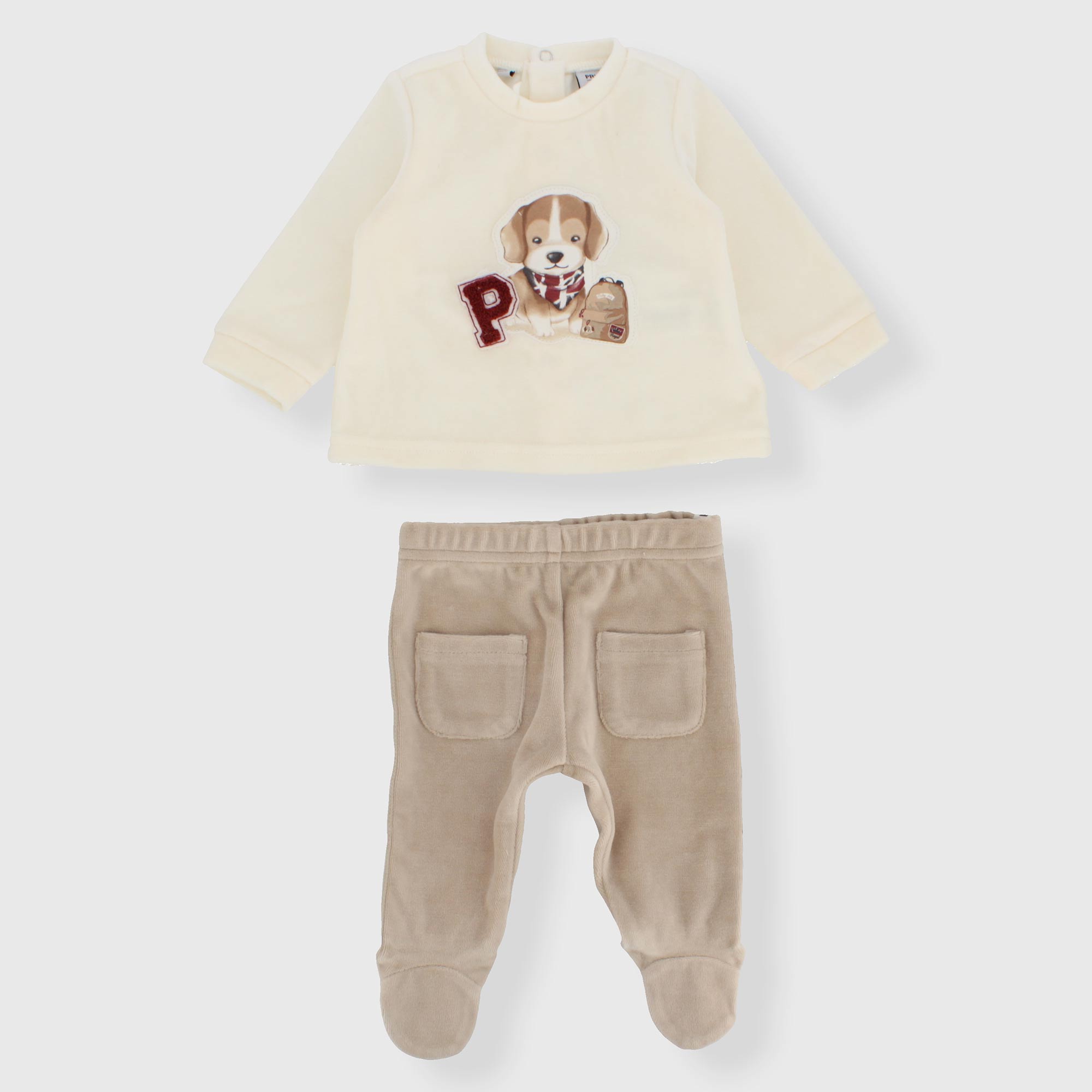 Completo due pezzi da neonato, BIANCO