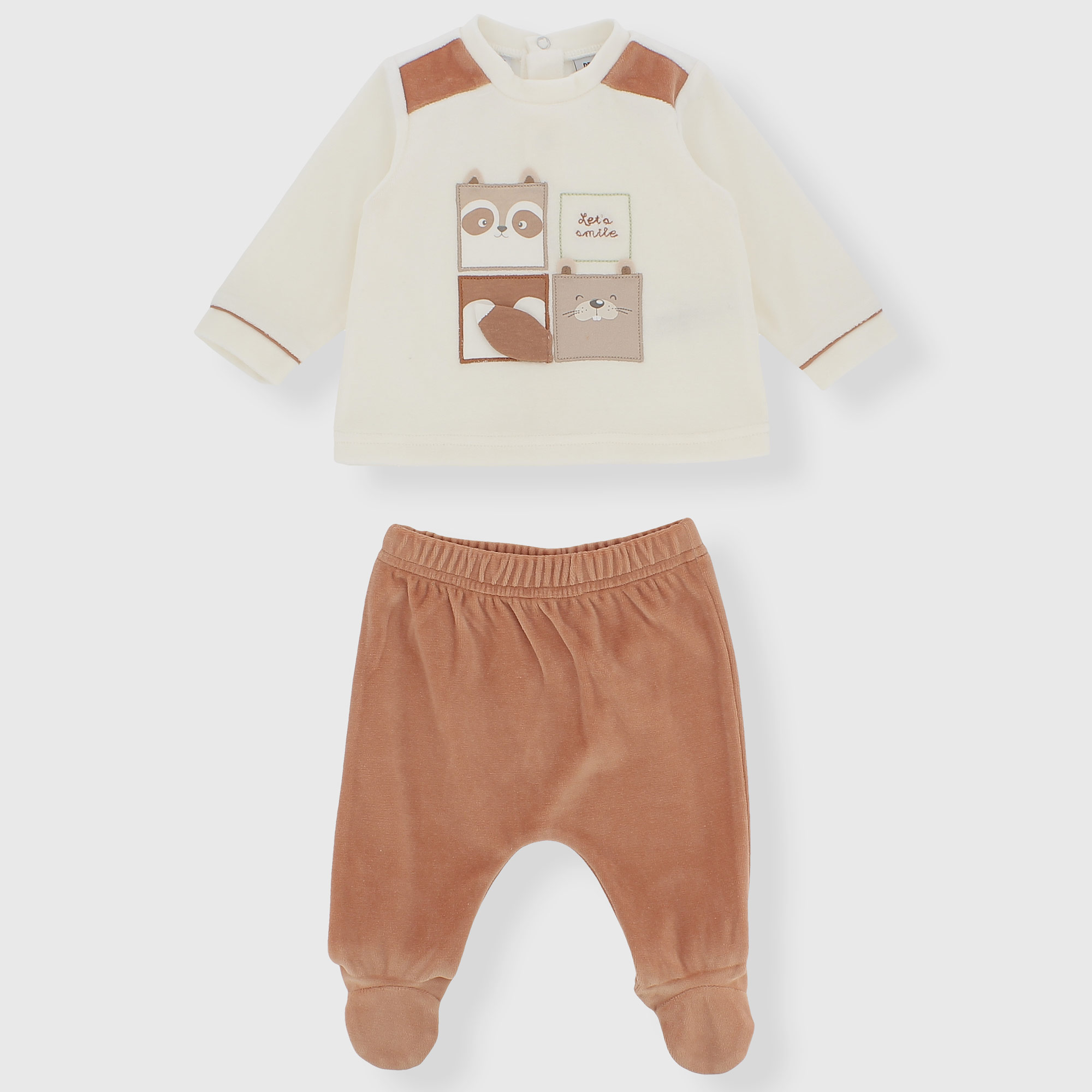 Completo due pezzi da neonato, BIANCO