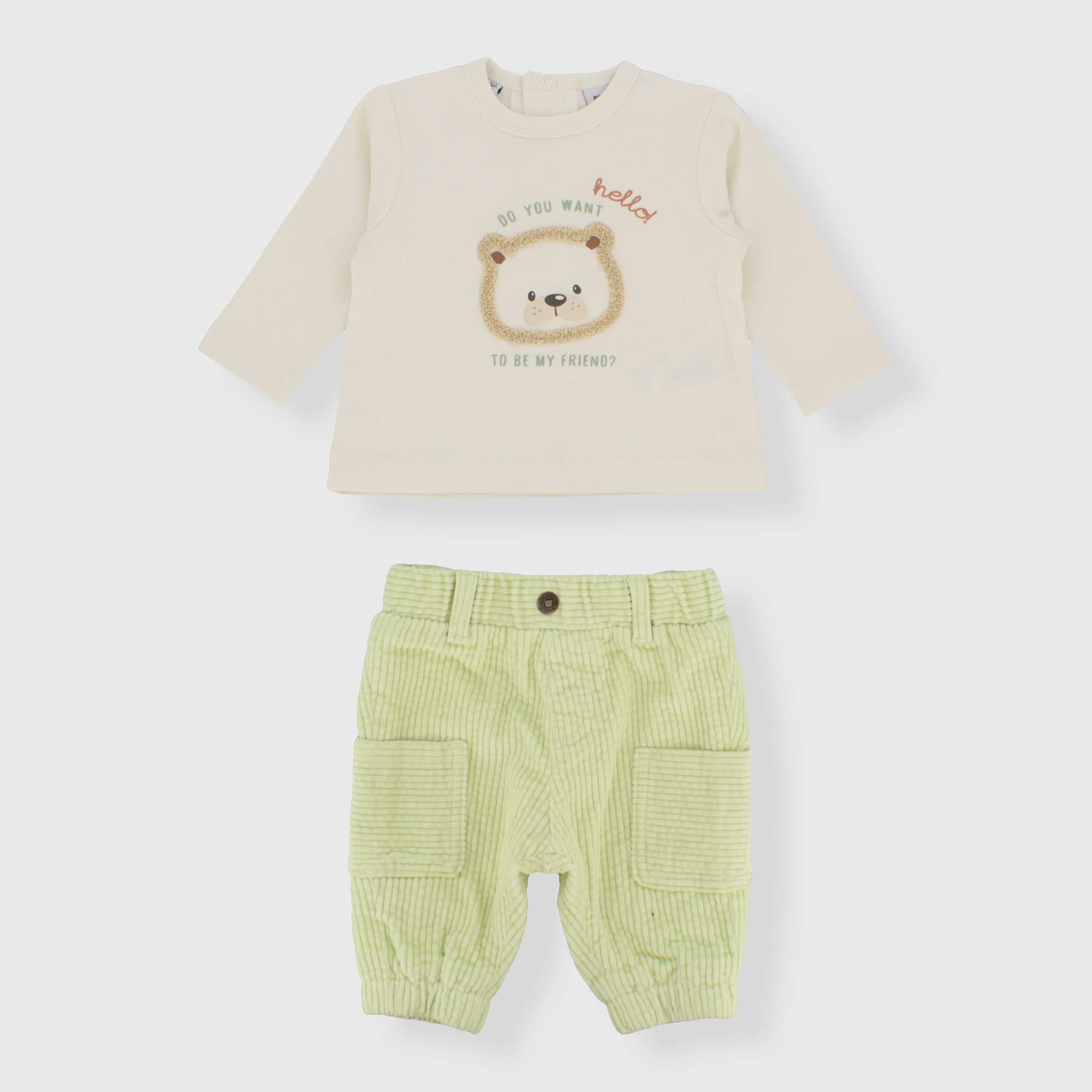 Completo due pezzi da neonato, BIANCO