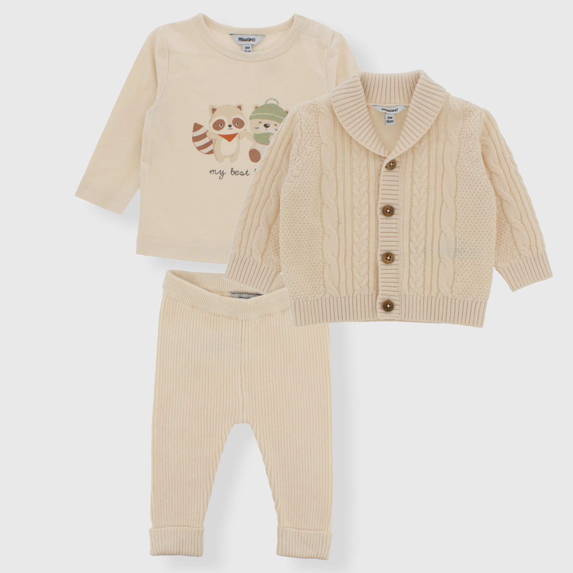 Completo tre pezzi da neonato, BEIGE1