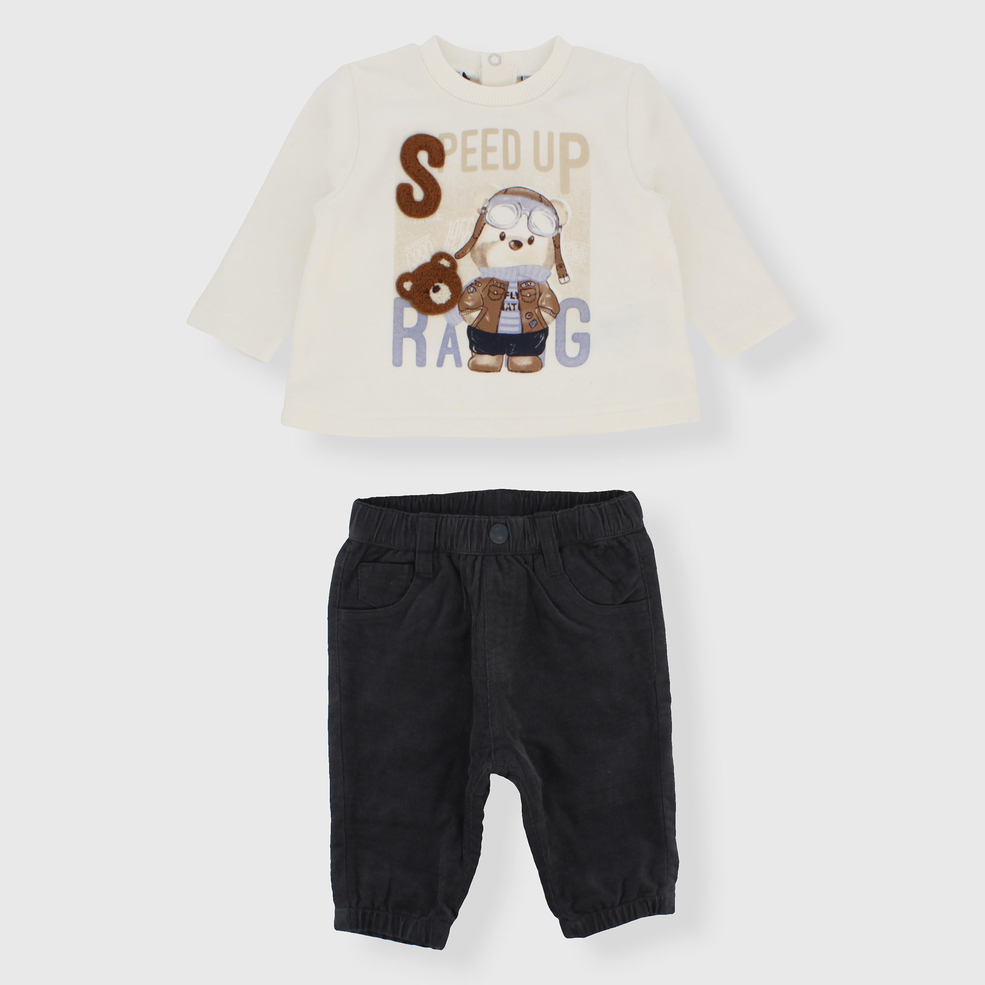 Completo due pezzi da neonato, BIANCO