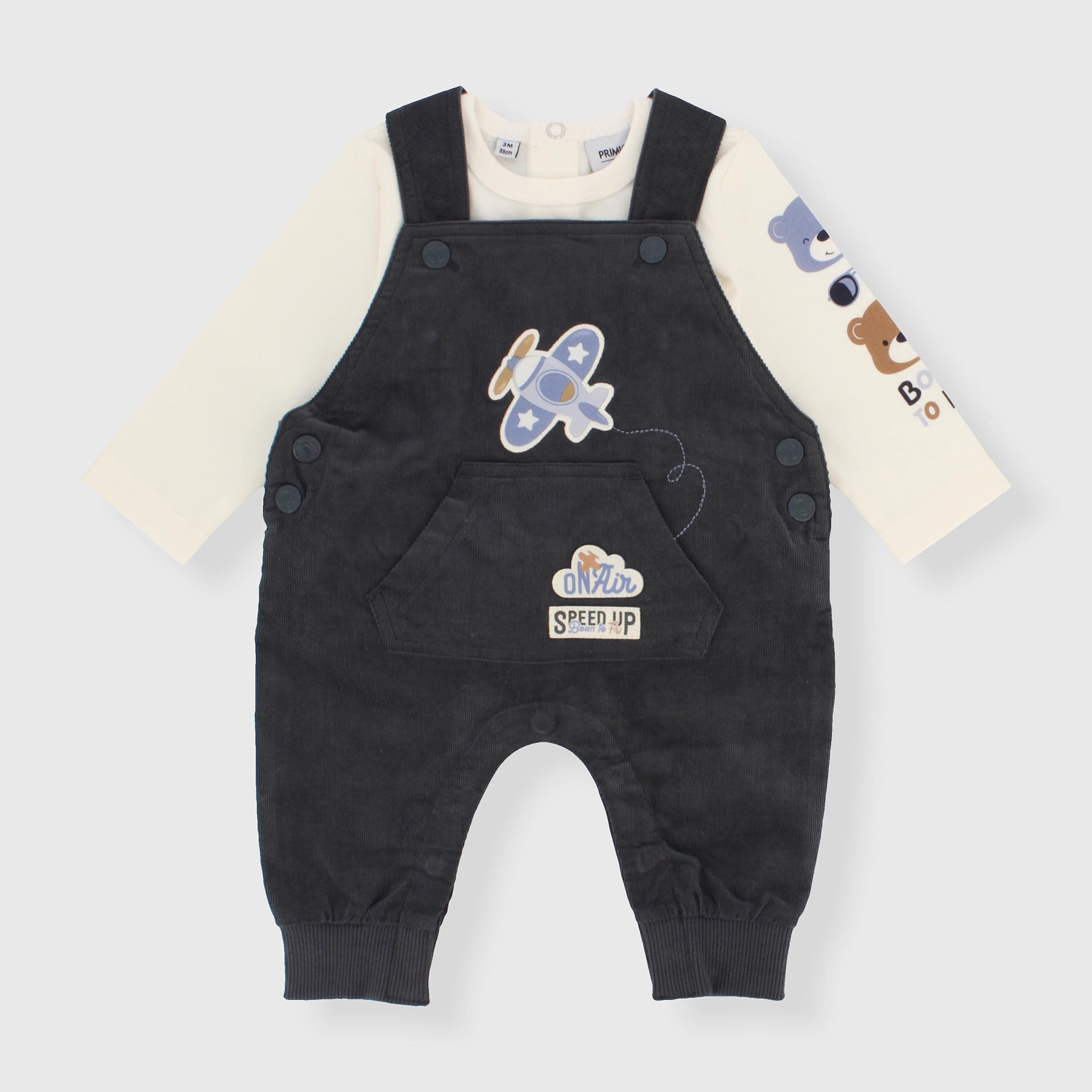 Completo due pezzi da neonato, GRIGIO