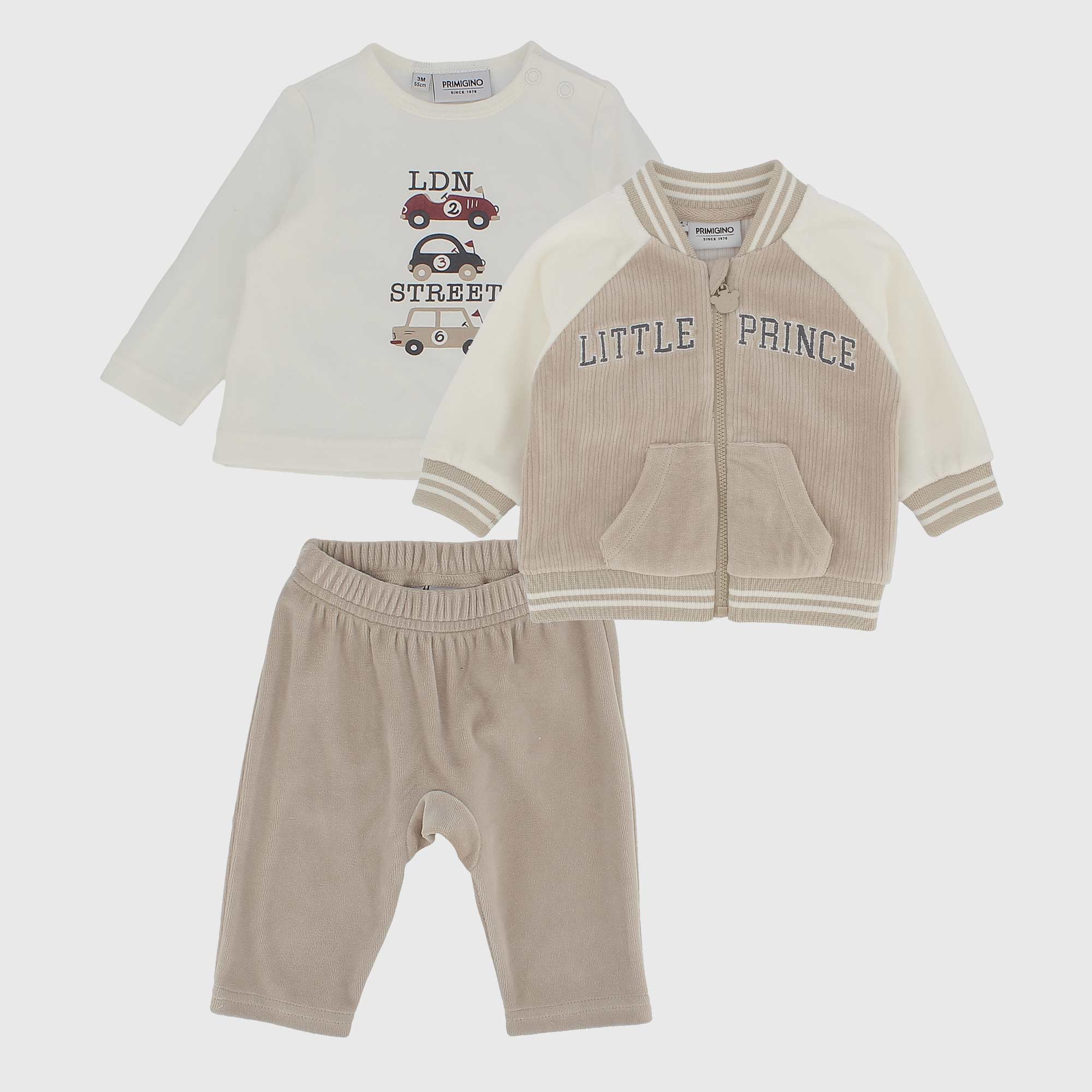 Completo tre pezzi da neonato, BIANCO