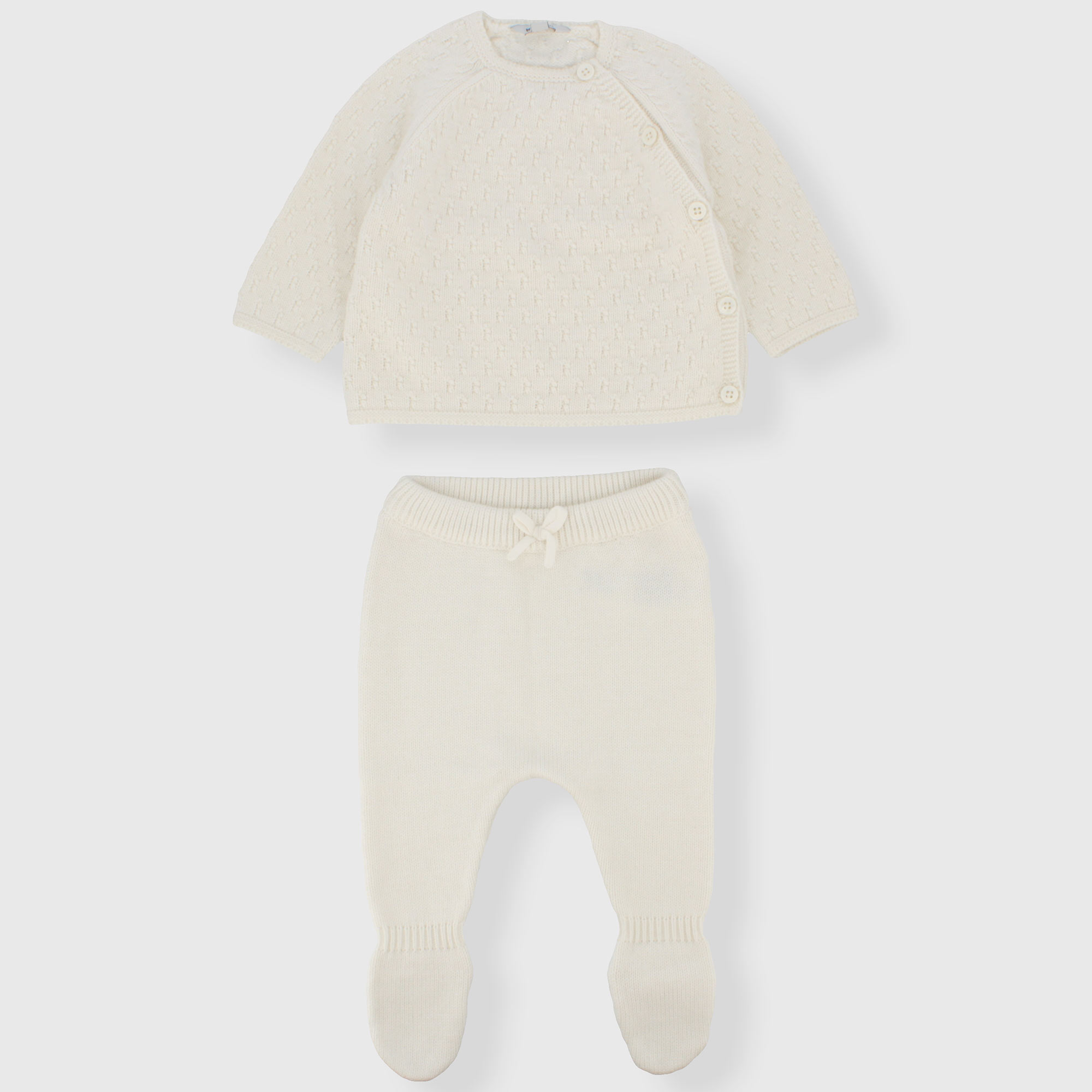 Completo due pezzi da neonato, BIANCO