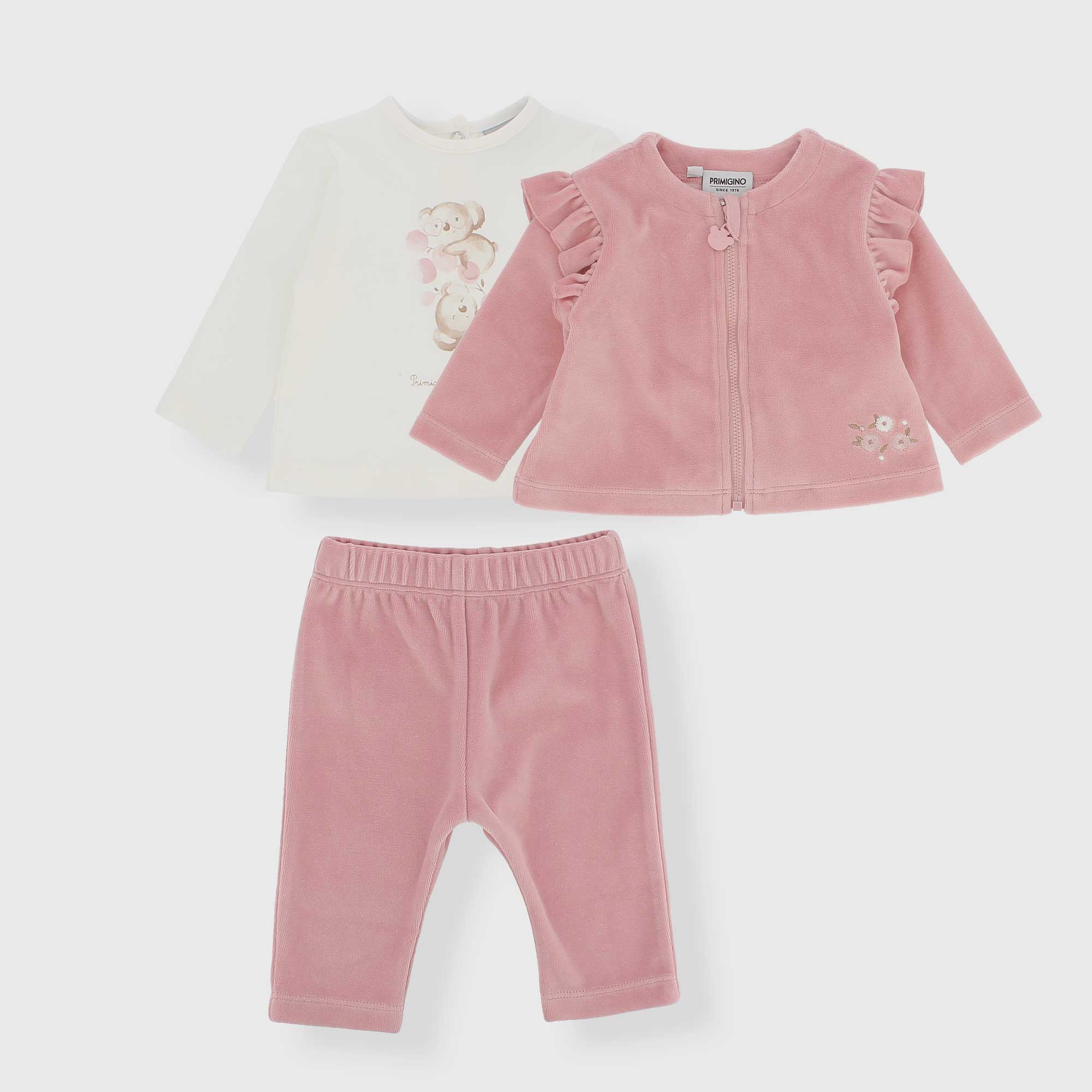 Completo tre pezzi da neonata, ROSA